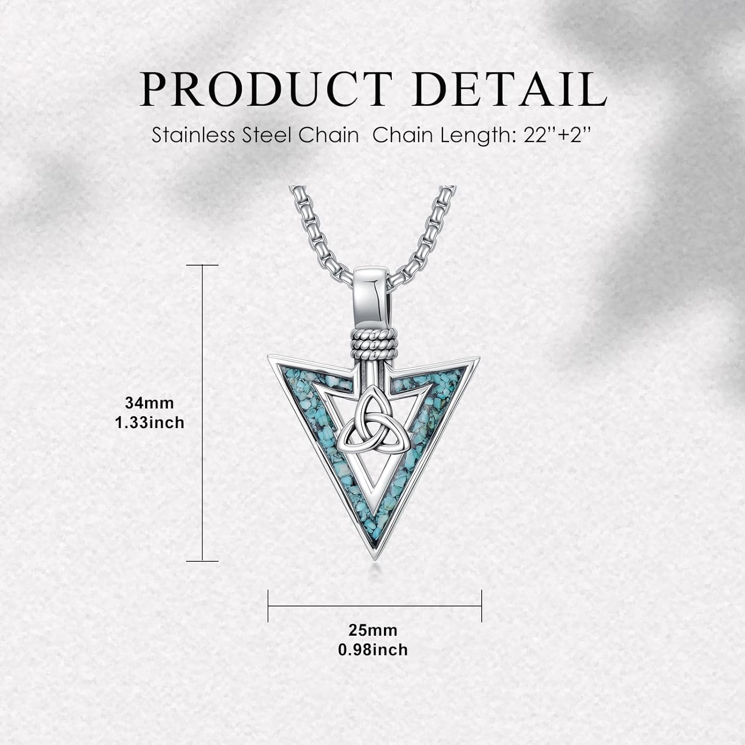 SIMONLY Arrowhead Necklace for Men 925 Sterling Silver Yin Yang/Peace Sign Necklace Arrowhead Pendant Viking Jewelry Gift - Image 2