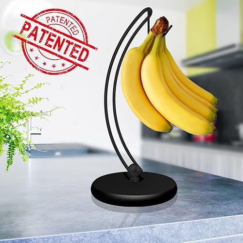 Miniatura 5 de Soporte para Plátanos  Colgador de Árbol de Plátanos Moderno Patentado con Base de Madera, Estante de Plátanos de Acero Inoxidable para Uso en la