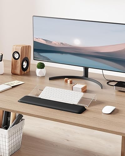 Miniatura 7 de Laborio Soporte para teclado de computadora, elevador de teclado para escribir fácilmente, reposamuñecas ergonómico con base antideslizante, cómodo