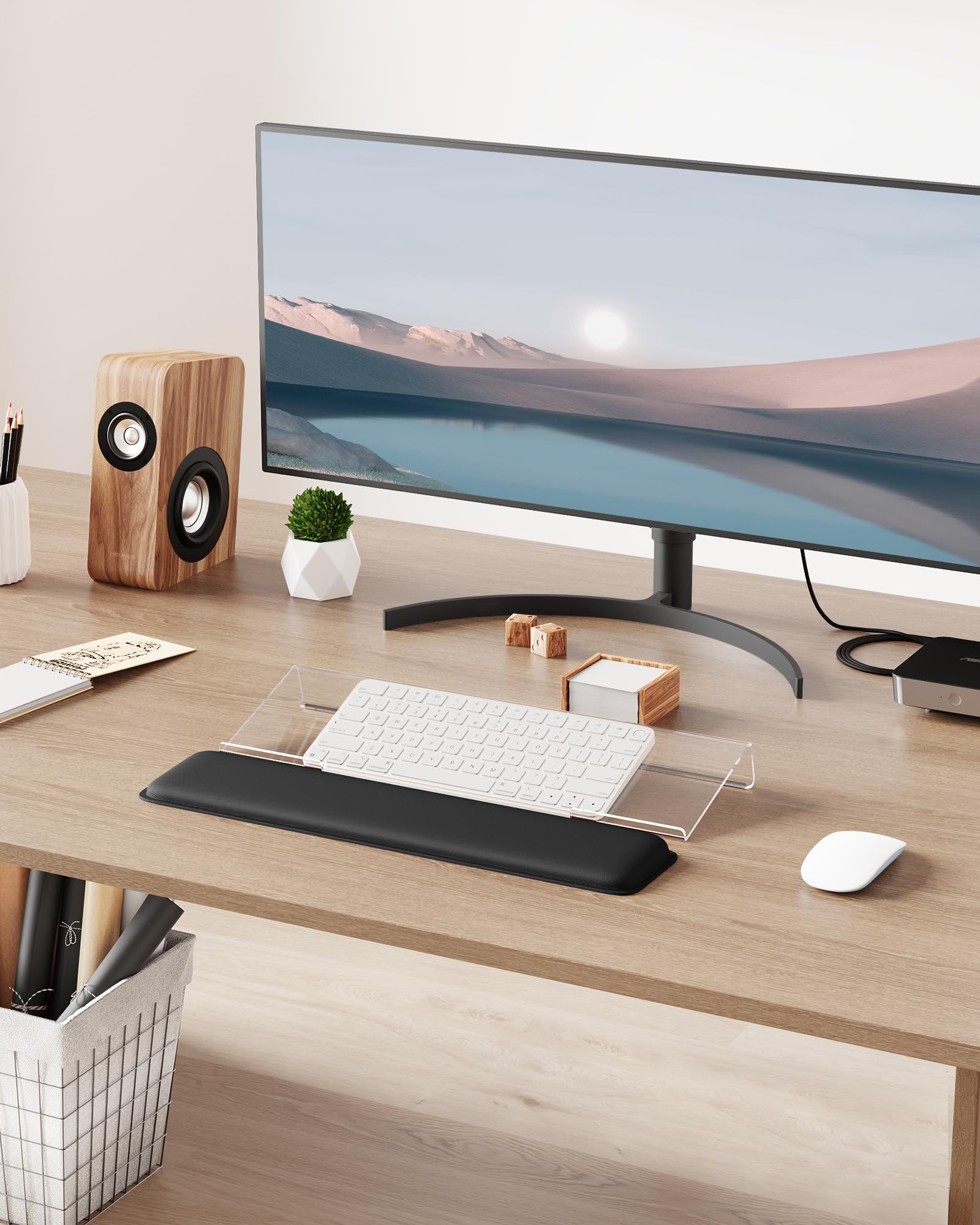Laborio Stojak na klawiaturę komputerową, podstawka pod klawiaturę do łatwego pisania, ergonomiczna podkładka pod nadgarstek do klawiatury z antypoślizgową podstawą, wygodny uchwyt na klawiaturę z