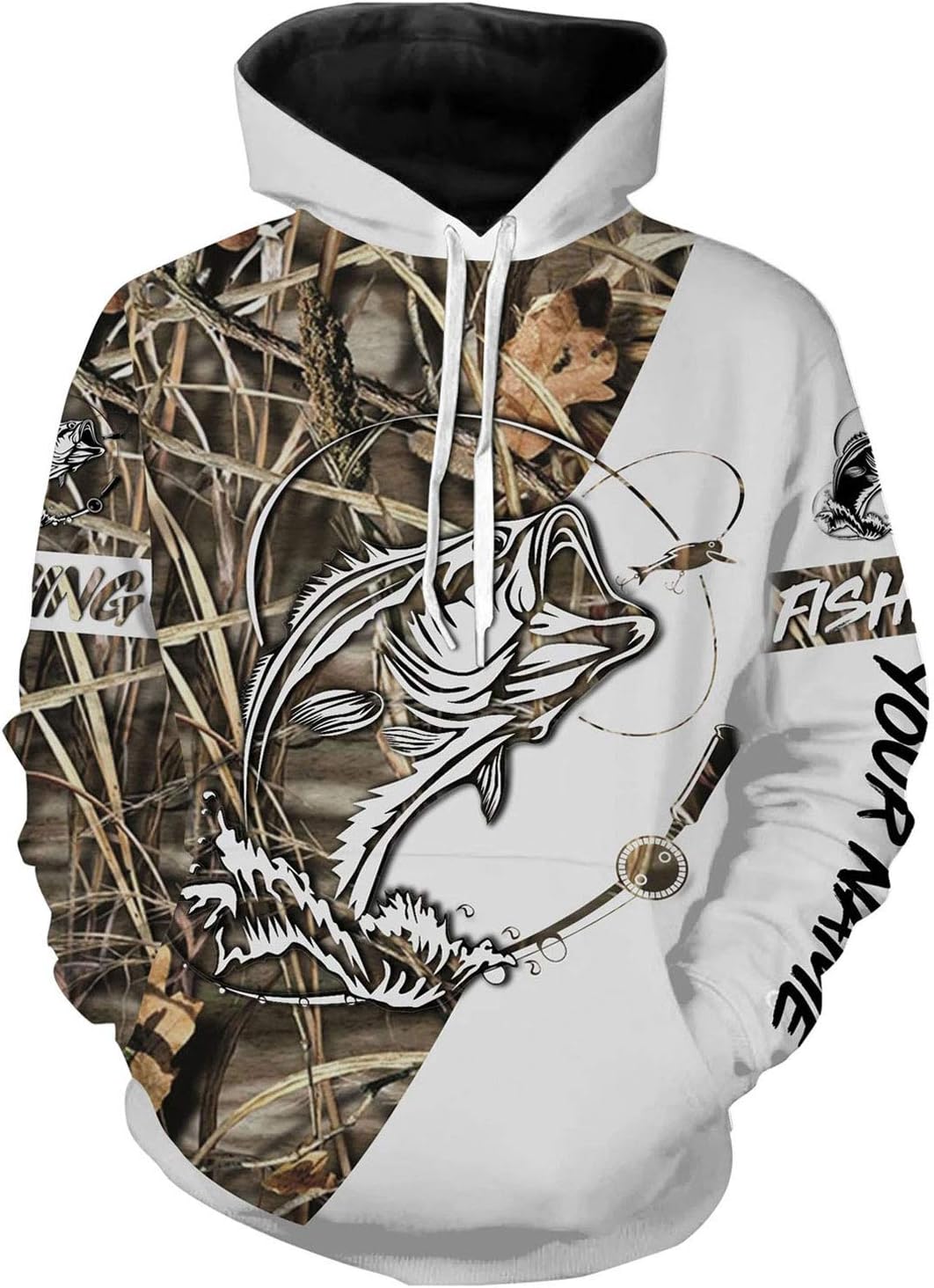 Bolany Unisex Funny Fish Hook Hoodie Print Fishing Hoodies Men's Sweatshirt