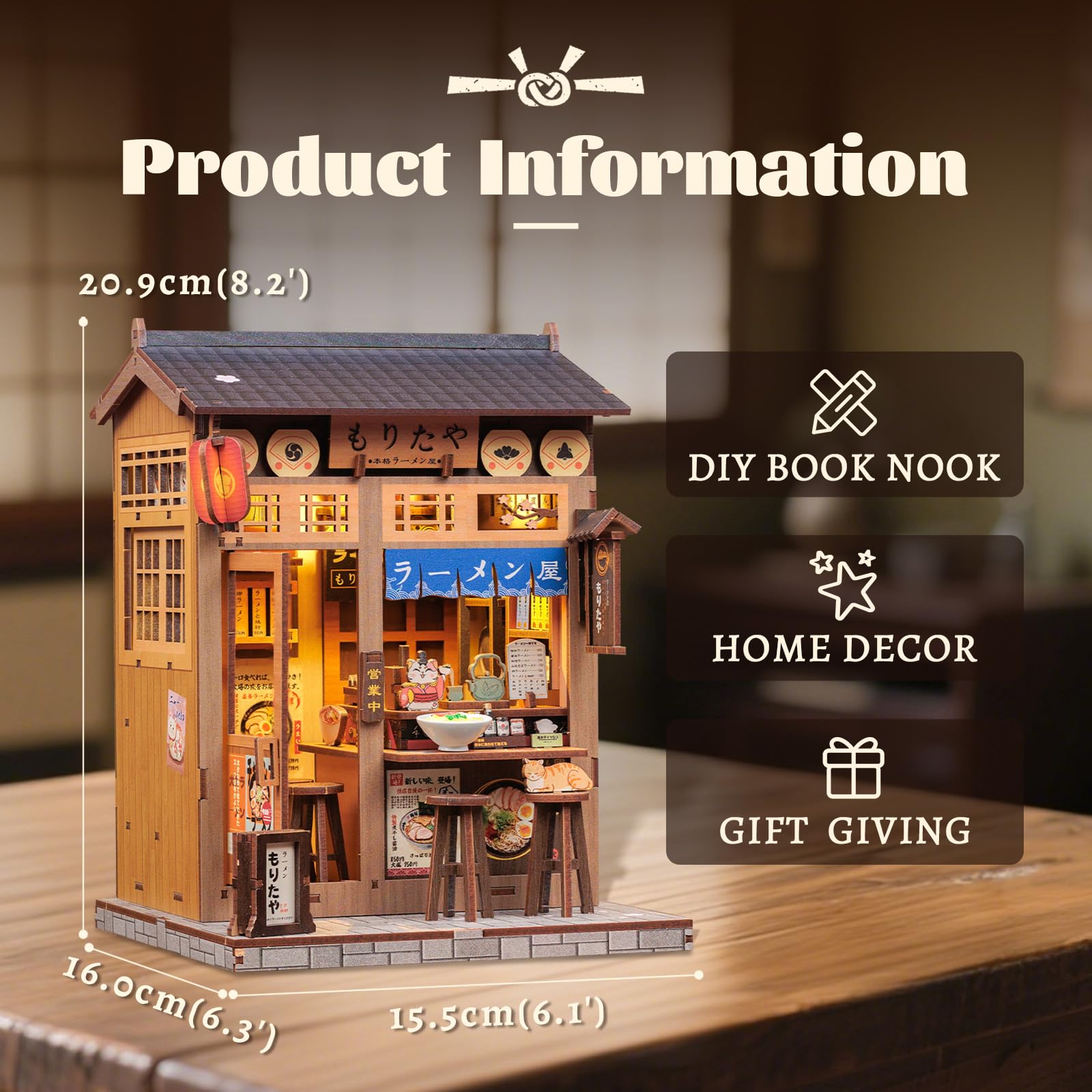 Fsolis Book Nook Japan, Modèle de Maison de poupée pour Adolescents à partir de 14 Ans - Présentoir décoratif pour bibliothèque et décoration d'intérieur - Cadeau créatif pour Les Jeunes bricoleurs