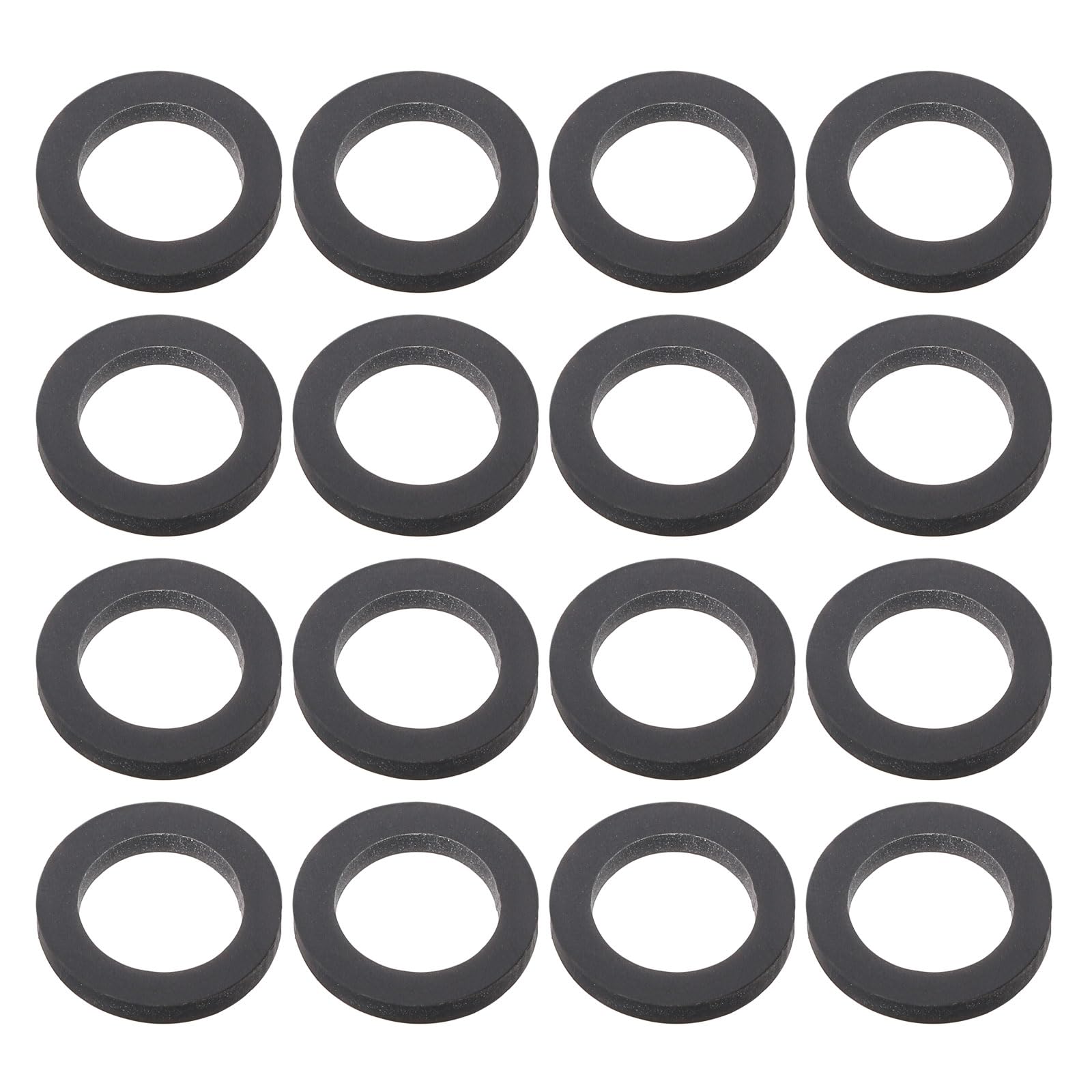 DEFANEX 16Pcs Silicone Flat Washer (ID M10mm OD 15mm Thick 2mm) - Soft & Flexible O Sealing Ring Fastener Sealing Spacer Gasket Accessories for Shower Head Water Hose Valve Pump, Black