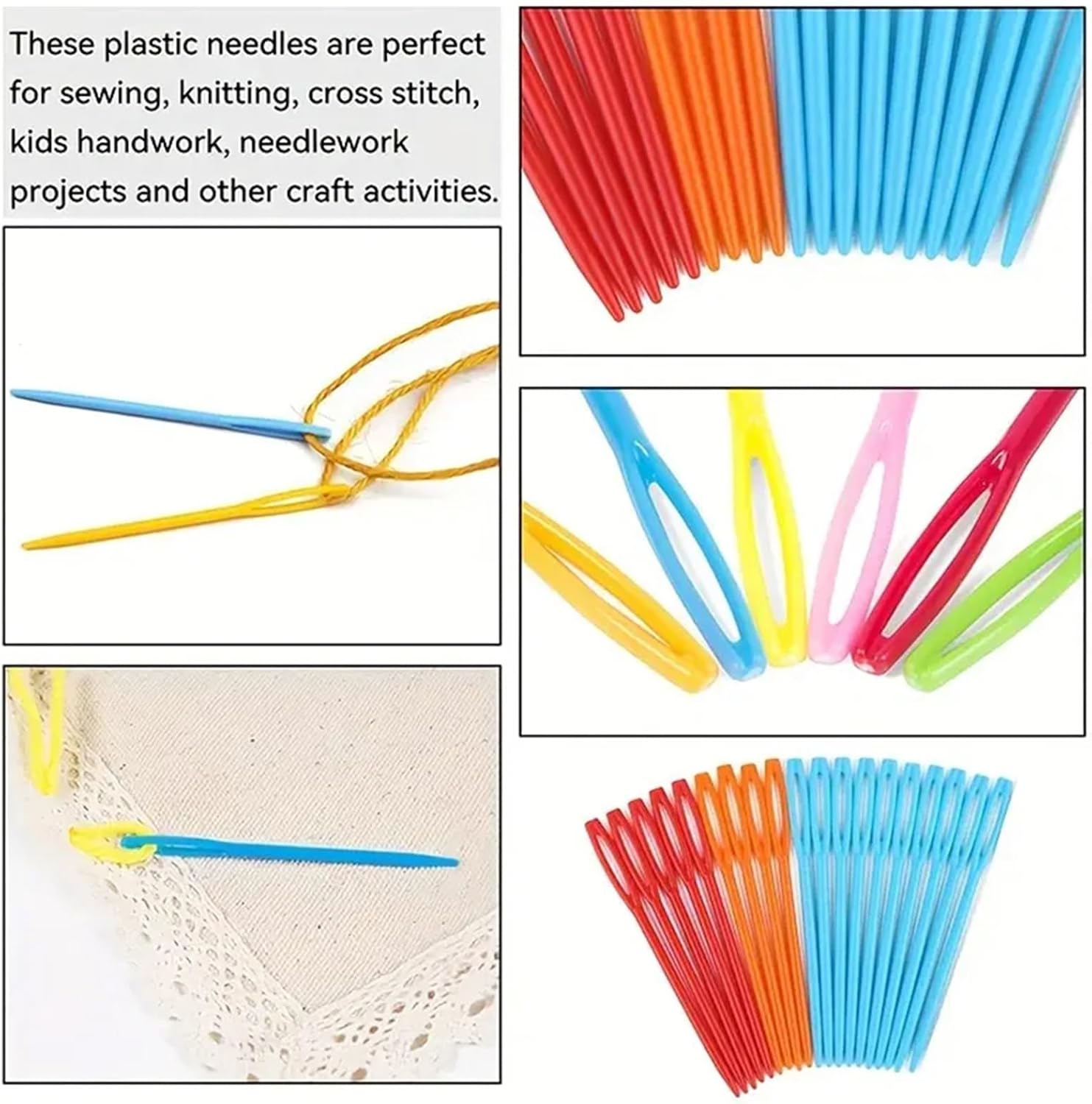 Large Eye Stainless Steel Needles 600pcs 7cm Plastic Sweater Needle Knitting Crochet Safety Yarn Sewing Knitting Tools Household Color Sewing Needle