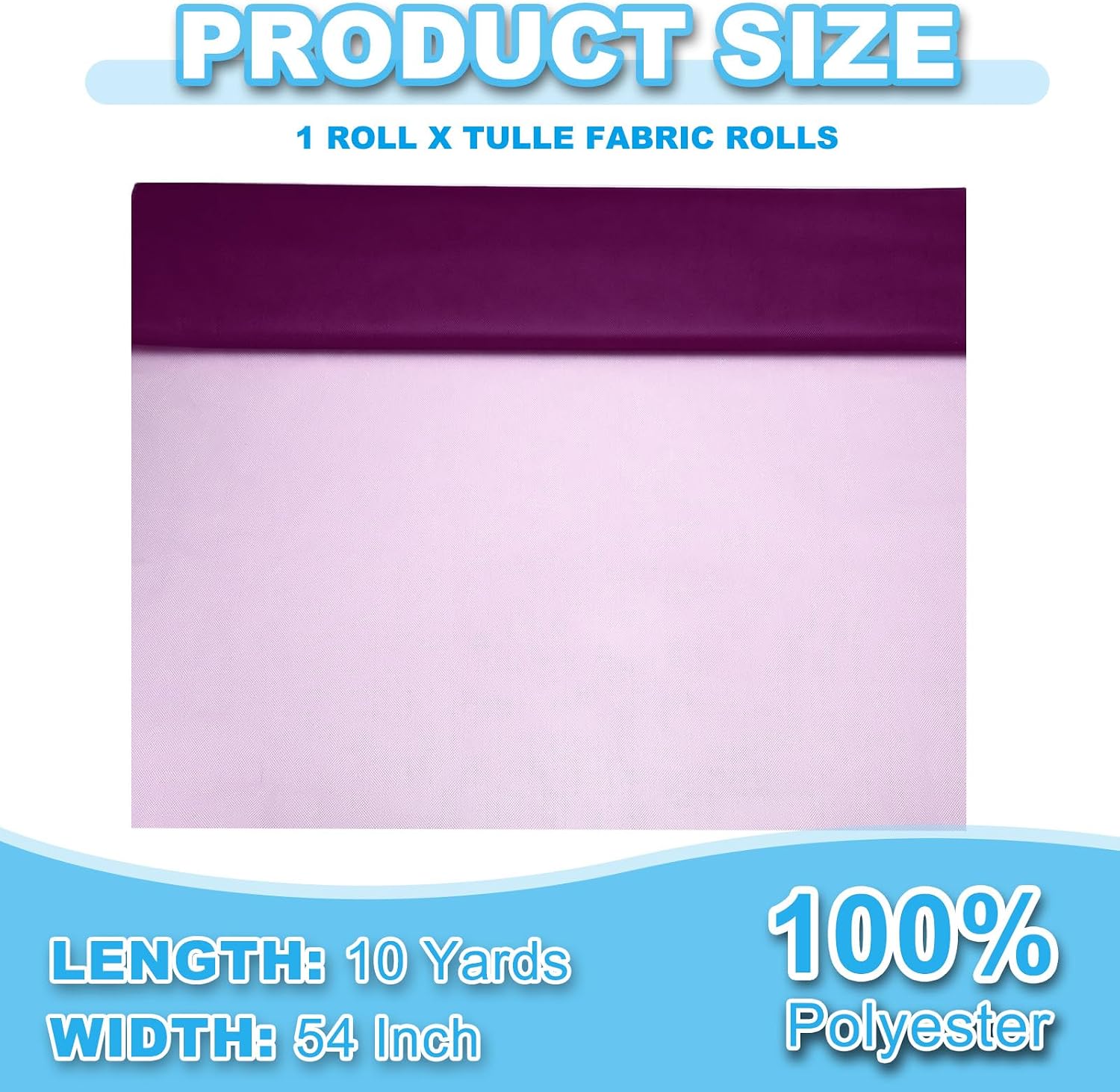 PATIKIL 100% Polyester Tulle Fabric Rolls, 54 Inch by 10 Yards Fabric Spool Tulle Ribbon Netting Bolt for DIY Crafts Wedding Party Decorations, Tutu Skirts, Table Skirt, Grape Purple