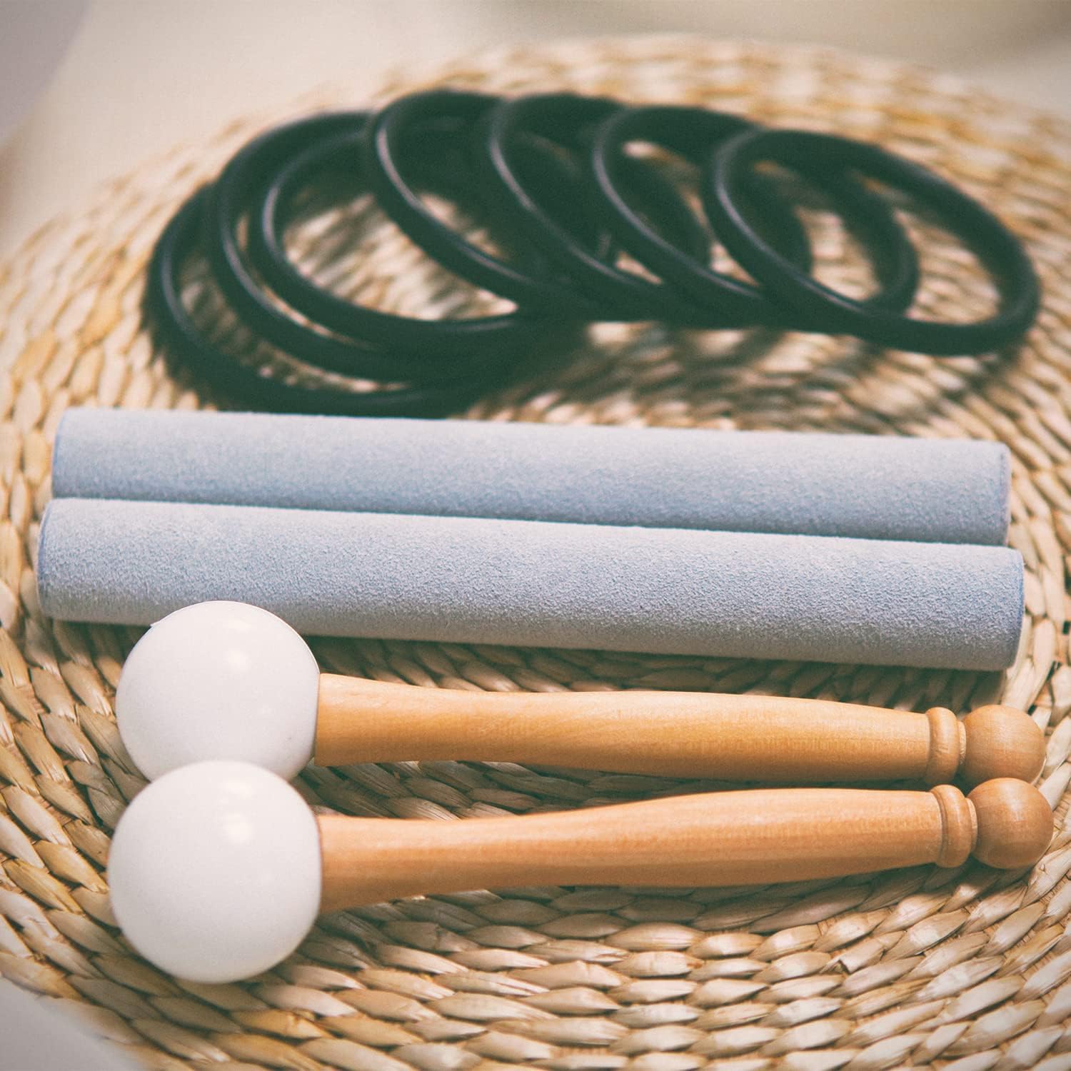 Hye-eun 7 campane tibetane in cristallo da 17,8 a 30,5 cm, 432 Hz, per yoga, meditazione, con custodia resistente (sfumato colore, 7 pezzi)