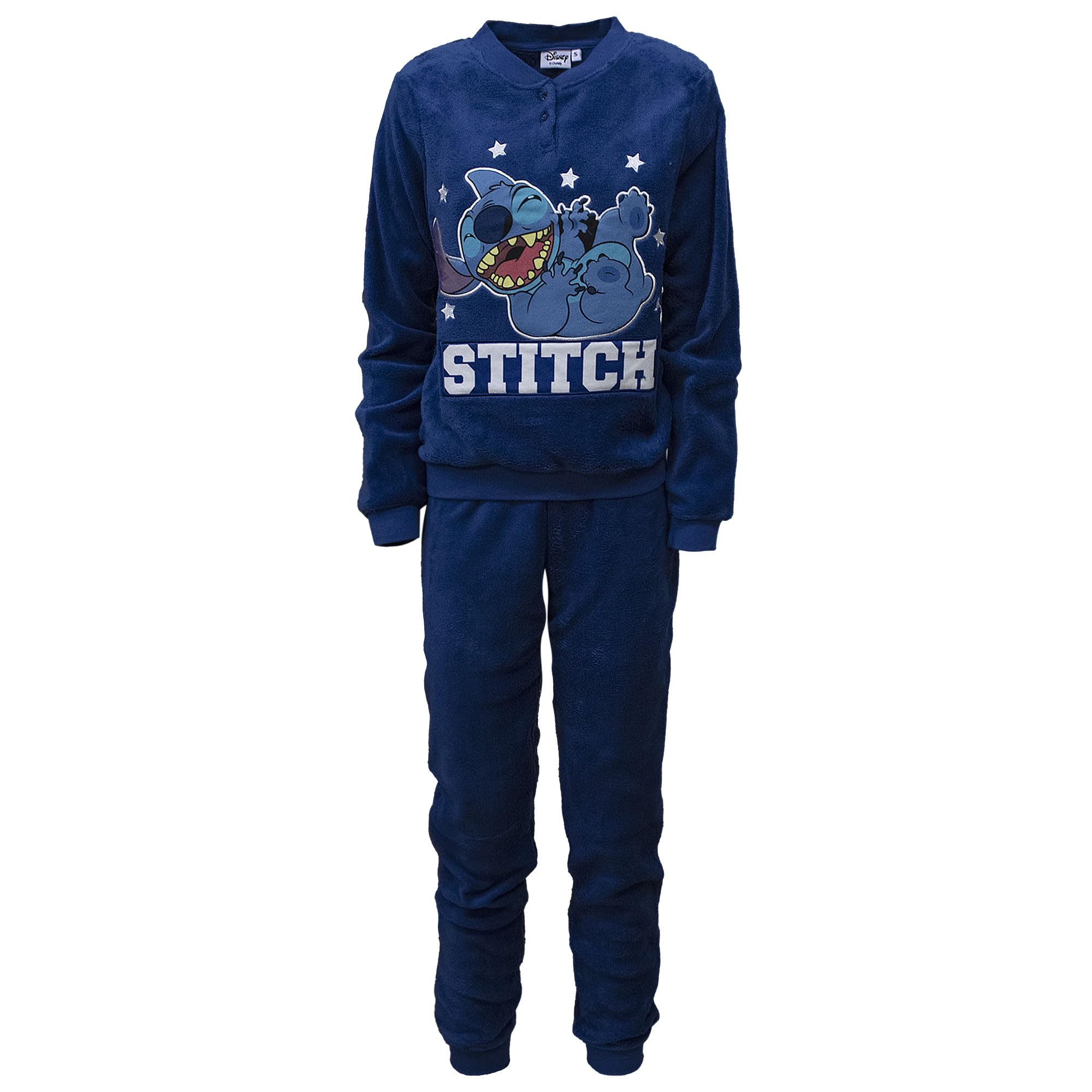 Disney Lilo und Stitch Schlafanzug für Damen, Mädchen, lang, Winter, aus Fleece, 7012
