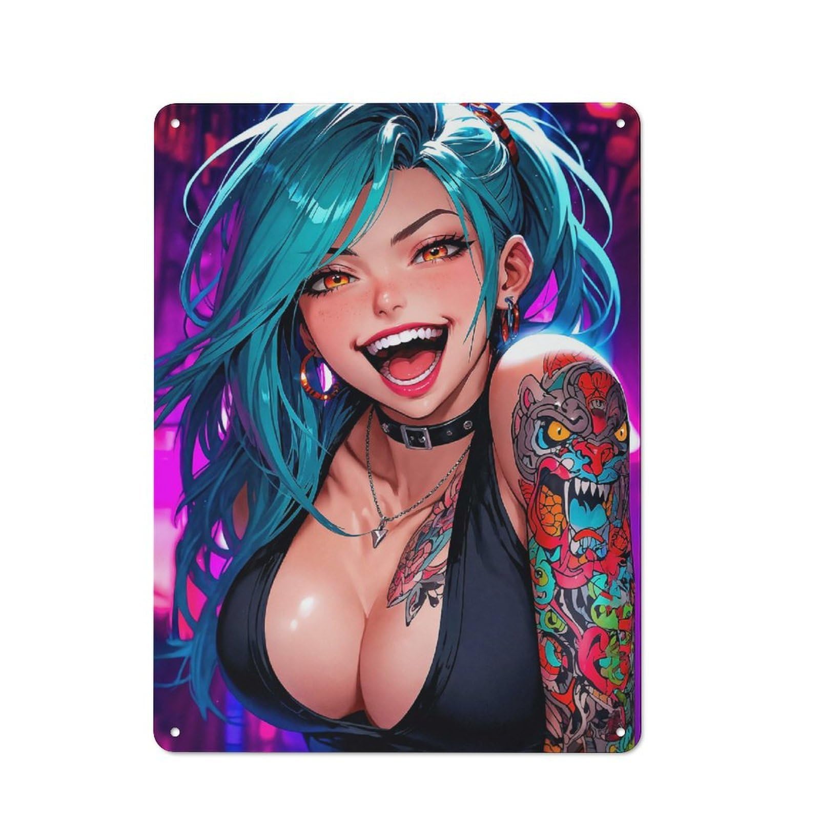 Tattoo Girl Metal Tin Sign for Pet Owners, Birthday, Christmas Or Housewarming Gift, 40x30cm