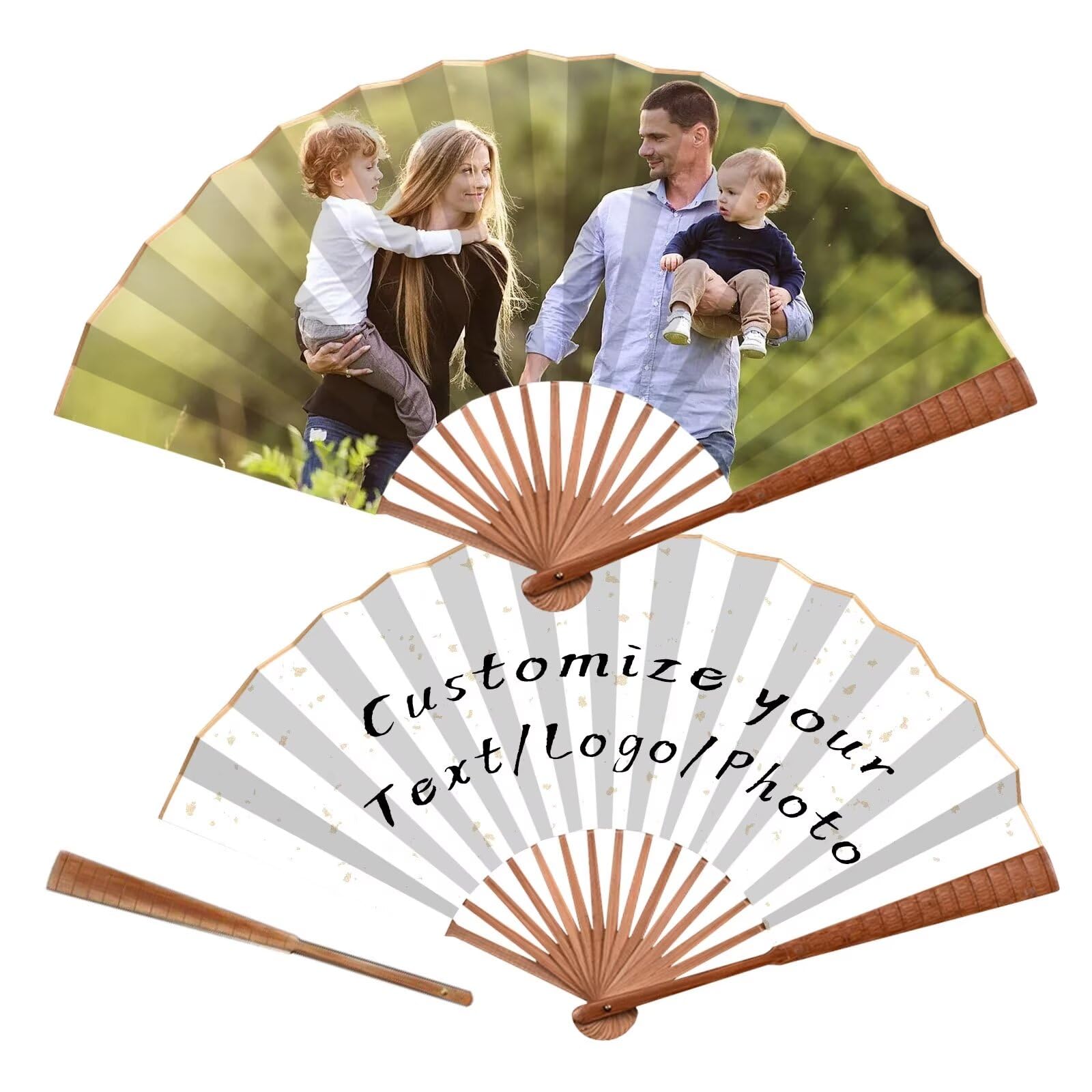 Personalized Custom Folding Fan,Handheld Folding Fan with Photo Text,Wedding Party Decoration Folding Fan,Bulk Custom Corporate Promotional Folding Fan,Customized Photo, Text, Logo