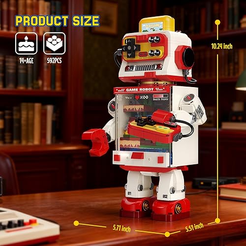 Miniatura 3 de Fantastic Idea Game Robot Juego de bloques de construcción, juguetes de construcción de consola de juegos retro, colección y exhibición estilo