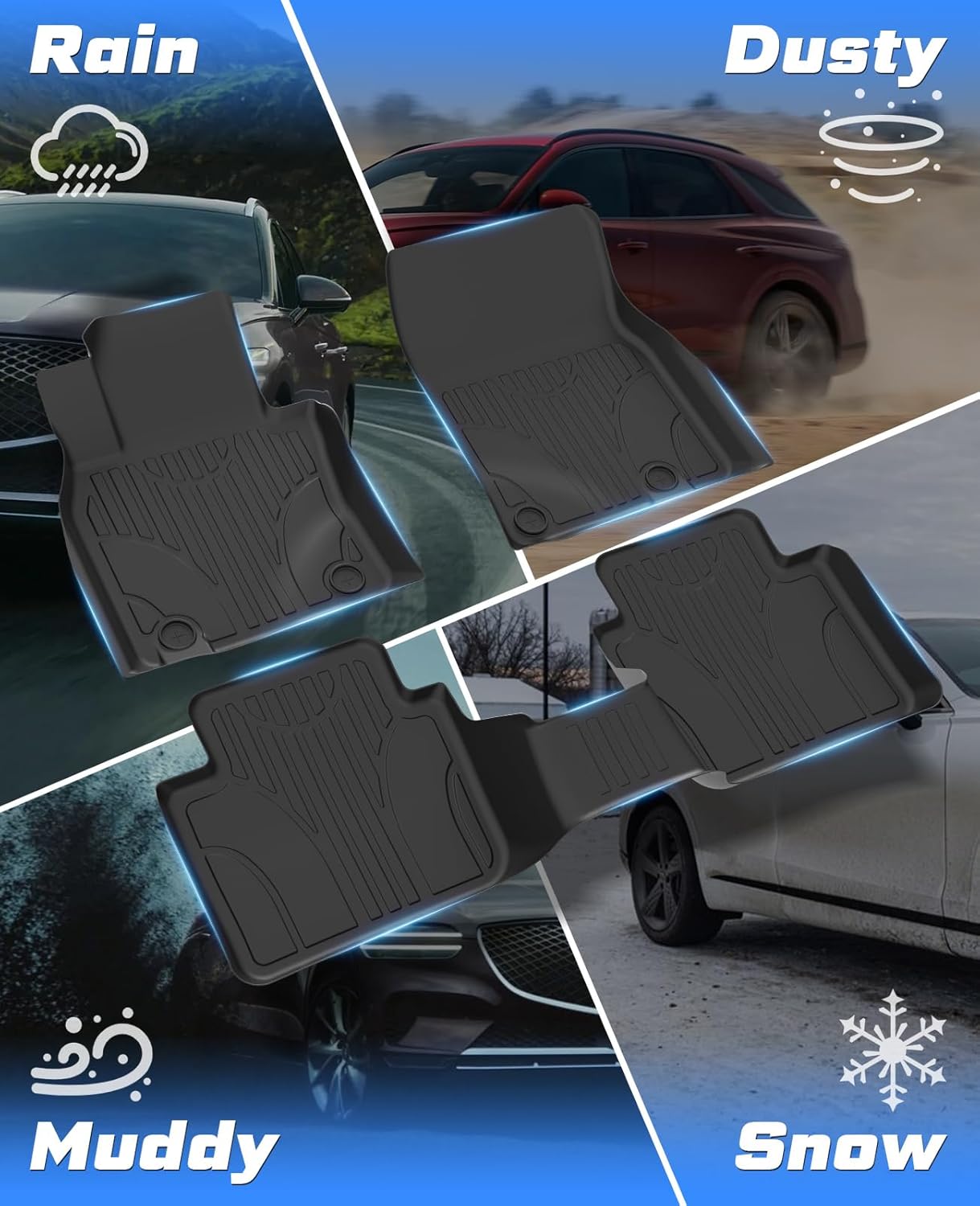 Floor Mats for 2023 2024 2025 2026 Mazda CX-50 All Weather Automotive Floor Liners 1st&2nd Row Full Set Car Mats for 2025 Mazda CX-50 Accessories Black