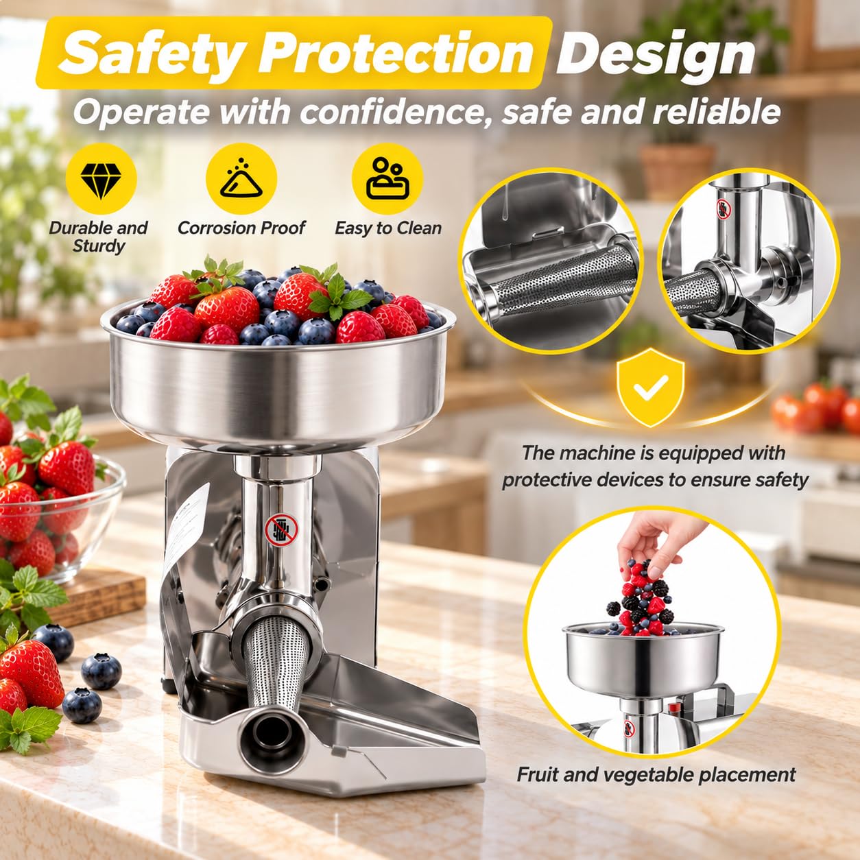 Macchina Elettrica per Confetture 450 W per Pomodori e Frutti di Bosco