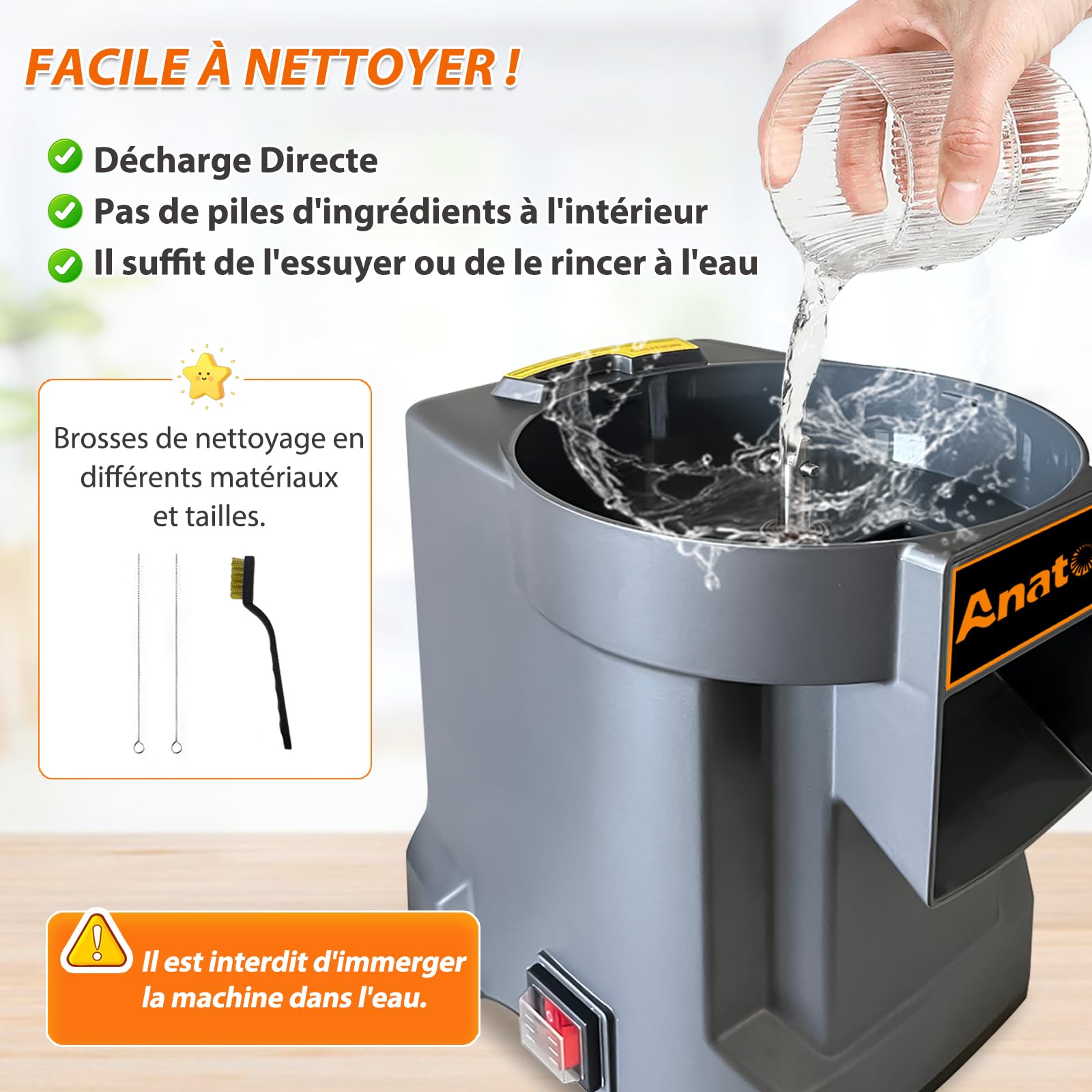 Anatole Coupe Légumes en Cubes Électrique Professionnel avec 3 Lames | 9/12/16mm Lames en Acier Inox, pour Pomme de Terre Carotte Oignon Concombre Fruits, pour Restaurant Hôtel Maison, 100W 220V