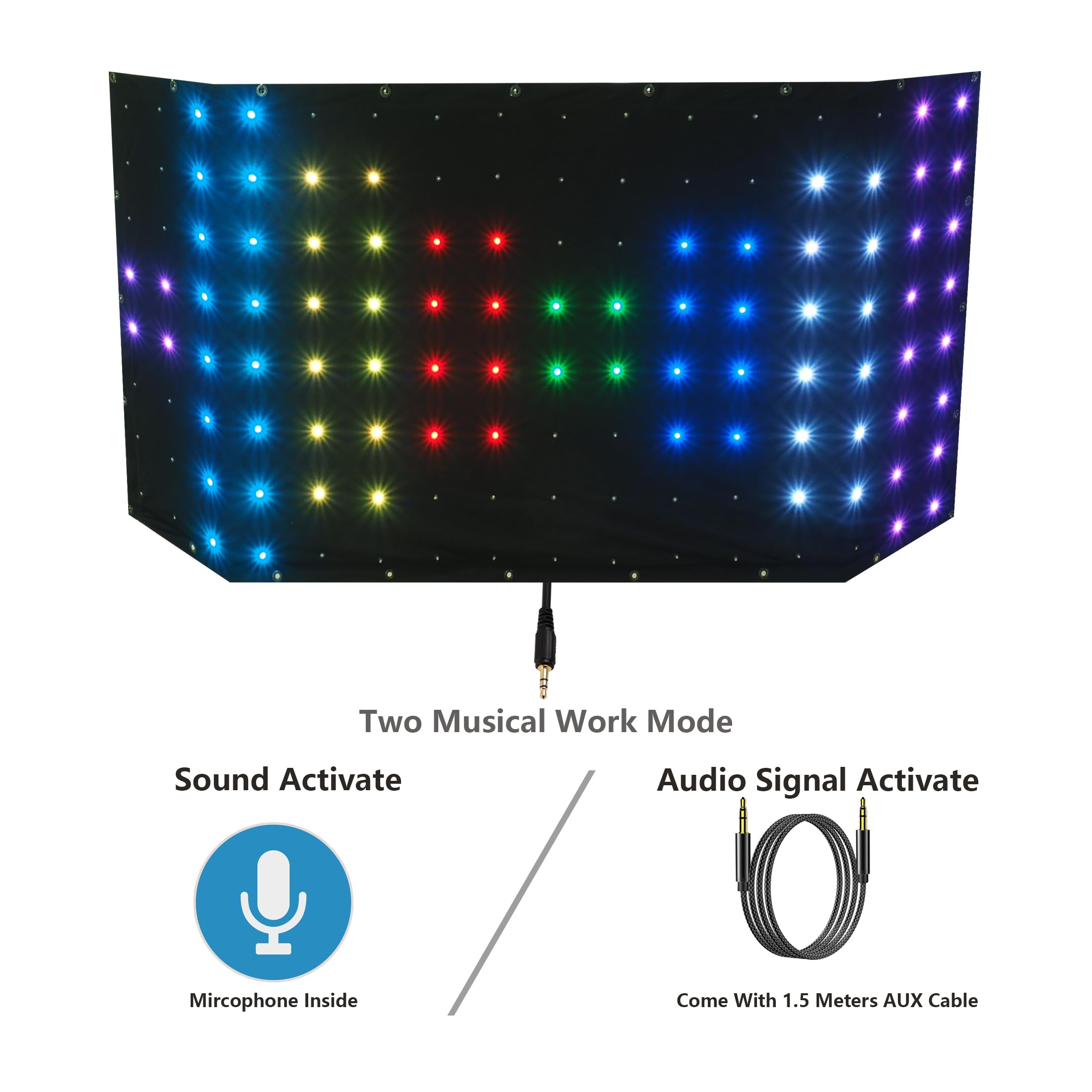 DJ Stage Light Pro 1 x 2,1 m LED Motion Drape Facciata - Luci ritmiche attivate dal suono con telecomando, oltre 80 programmi musicali e 70 effetti di movimento per cabine DJ, palchi, matrimoni