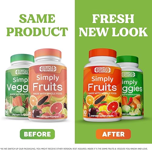 Miniatura 2 de Simply Natures Promise - Suplementos de frutas y verduras - 90 cápsulas de verduras y 90 frutas - Fabricado con superalimentos integrales vitaminas