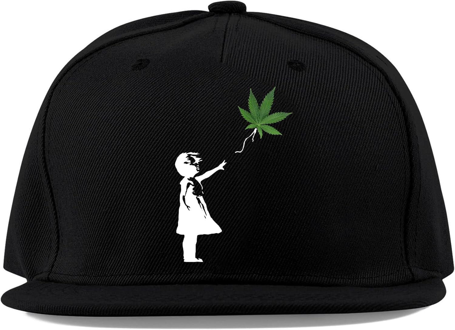 Banksy Inspired Girl with Cannabis Balloon Weed Marihuana Cotton Flat Visor Fullcap Gorra de béisbol Gorra de camionero Unisex Deporte Transpirable