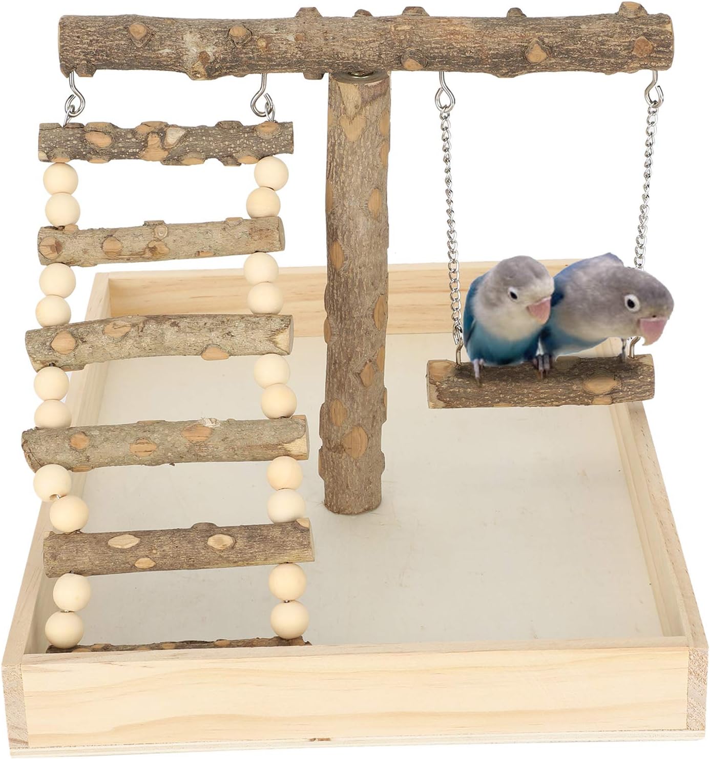 Wood Bird Perch Stand, Bird Shelf Standing Stick, Parrot Playing Stand, Naturaly Parrot Playing Standing Rack Bird Training with Large Base