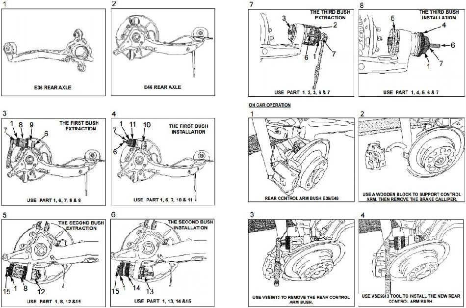 PMD Products Tool is Compatible with Repair and Replace of BMW E36 E46 Rear Axle Bushings