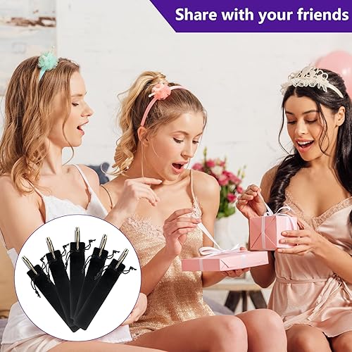 Miniatura 5 de 100 bolsas de terciopelo para bolígrafos con cordón negro, estuche negro para lápices, estuche para bolígrafos, soporte suave para una funda para