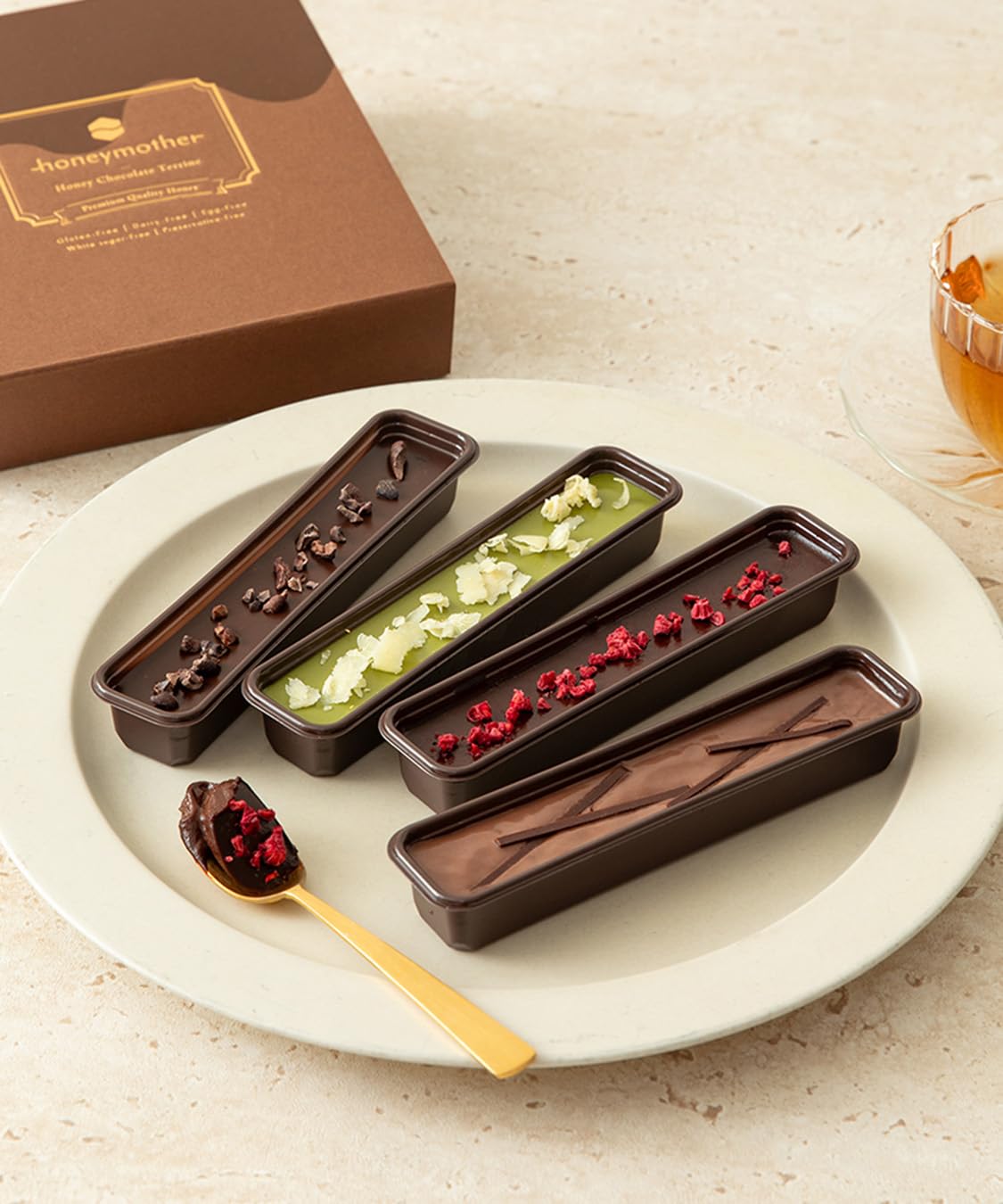 Honey Chocolate Latin Raw Chocolate Terrine, Chocolate, No Wheat, No Dairy, No Eggs, No White Sugar, No Preservatives, Valentine's Day, Low Calories, Frozen