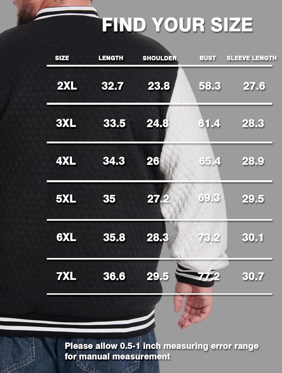 Big and Tall Varsity Jacket Men's Lightweight Letterman Style Baseball Waffle Causal College Bomber Jacket - Image 6