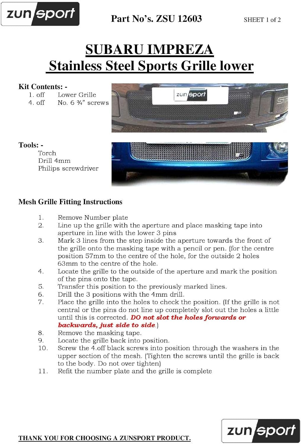 Zunsport Compatible With Subaru Impreza Blob Eye Full Span Lower Grill - Silver finish (2003-2005)