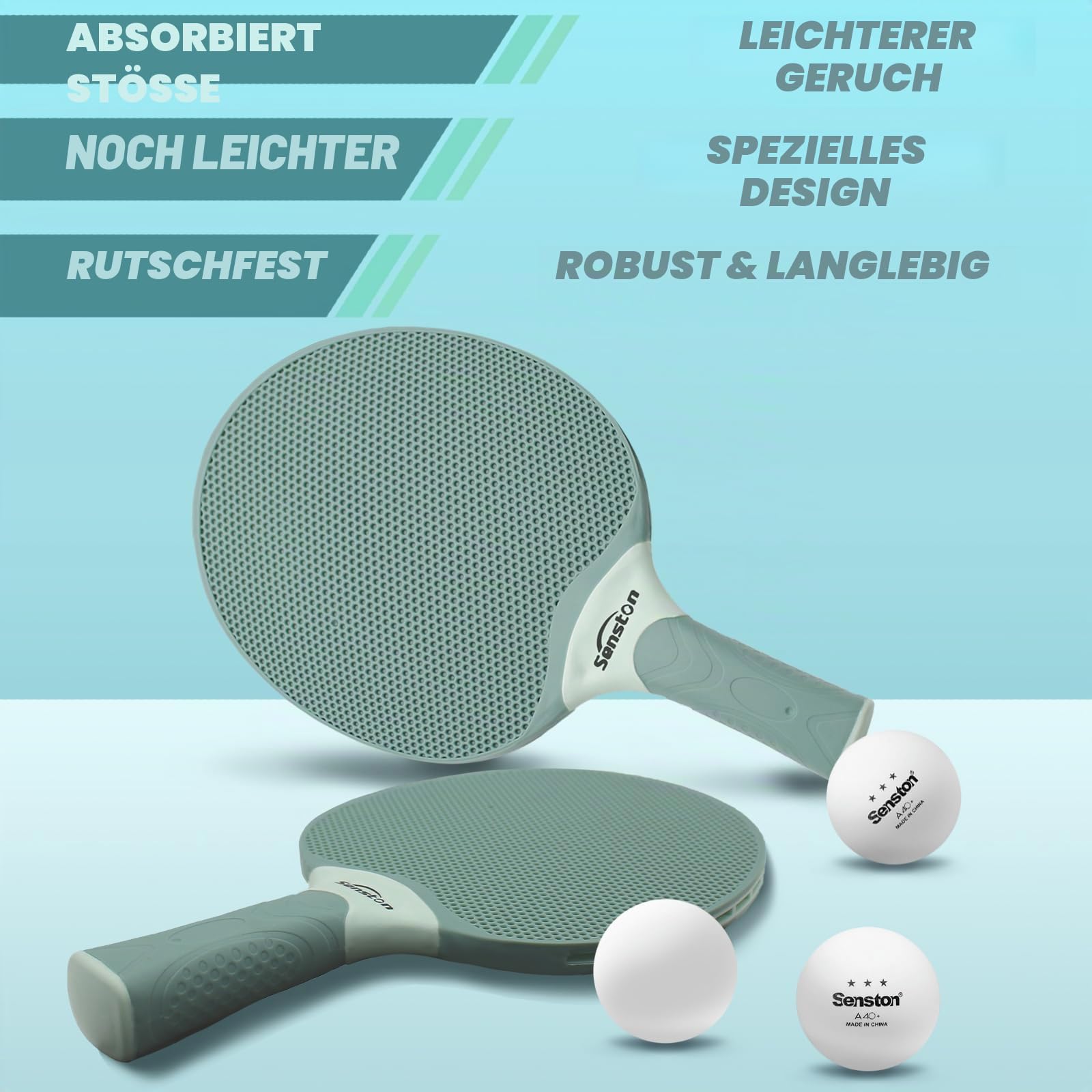 Senston Tischtennisschläger Set, Professionelles Tischtennis Set für 2-4 Spieler, Verbundgummi Tischtennisschläger, Indoor- oder Outdoor-Spiele.