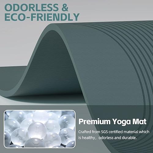 Miniatura 5 de Large Yoga Mat, 72" x 36" x 25"10MM Thick Non-Slip Exercise Mat, SGS-Certified POE Material, Ideal for Home Gym, Yoga, Pilates, Fitness Workouts &