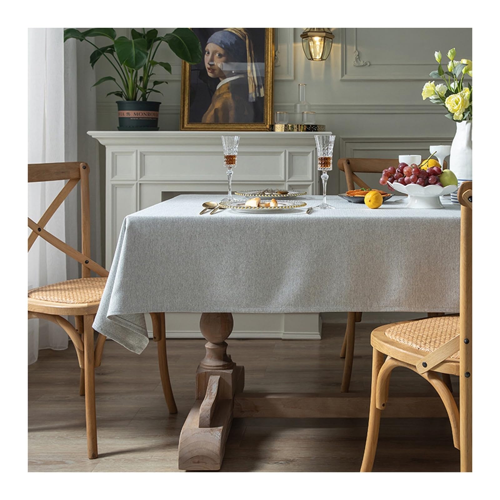 Nappe rectangulaire 135x160cm KnSam gris clair au tissage noble