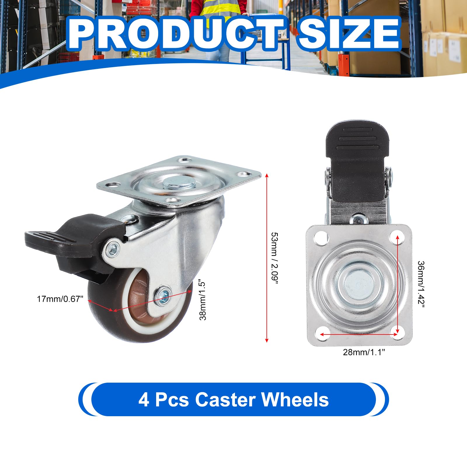 PATIKIL 1.5 Inch Caster Wheels - Image 2