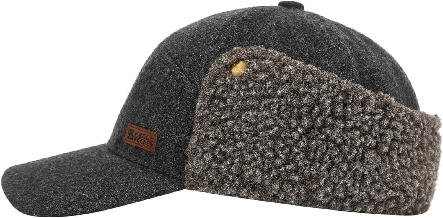 York Camper Cap with Earflaps Warm Wool Blend Trapper Hat, Winter Baseball Cap for Men, Hunting, Hiking, Golf, Camping