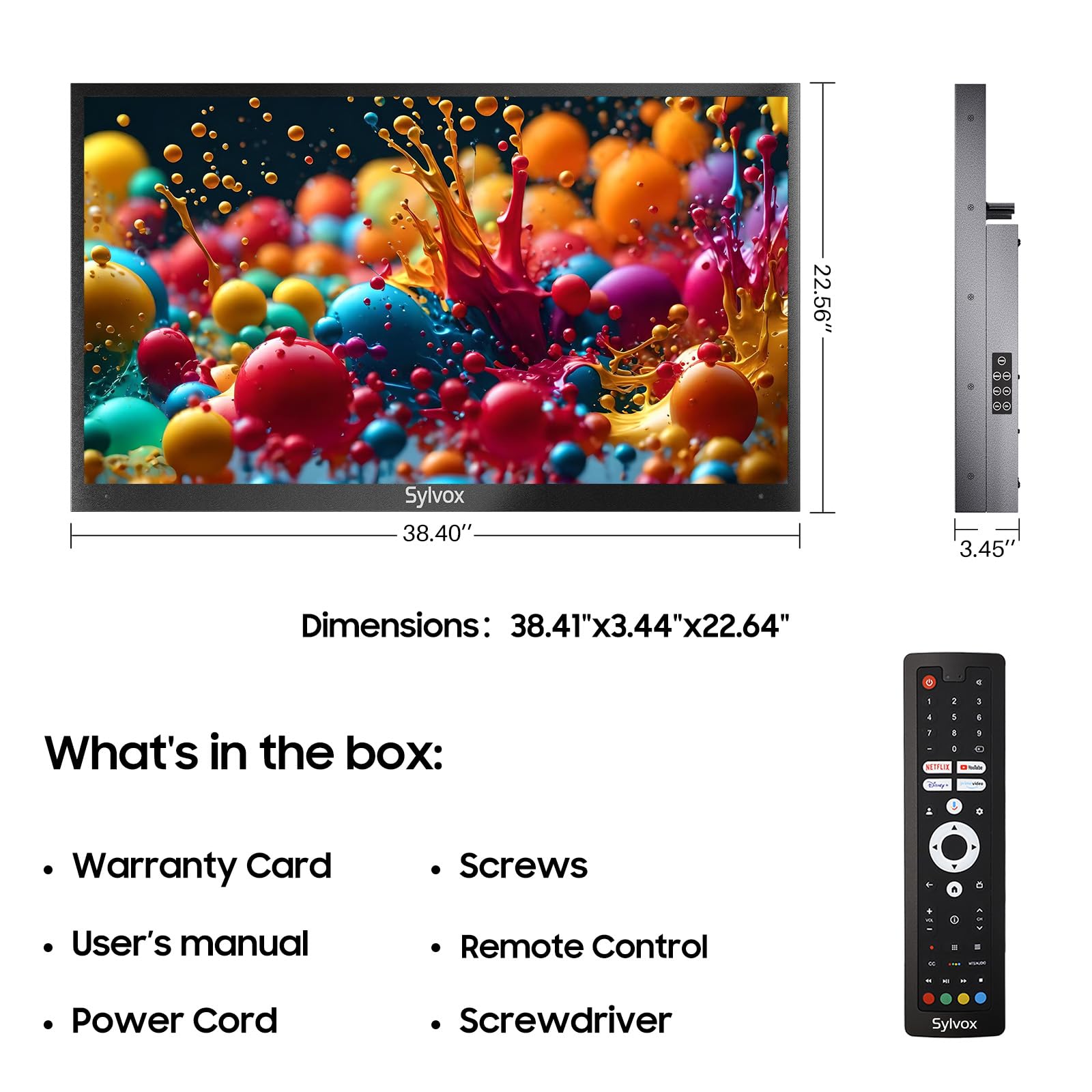 SYLVOX 43" TV da Esterno(Deck Pro 2.0 QLED) + Copertura +Supporto da Parete
