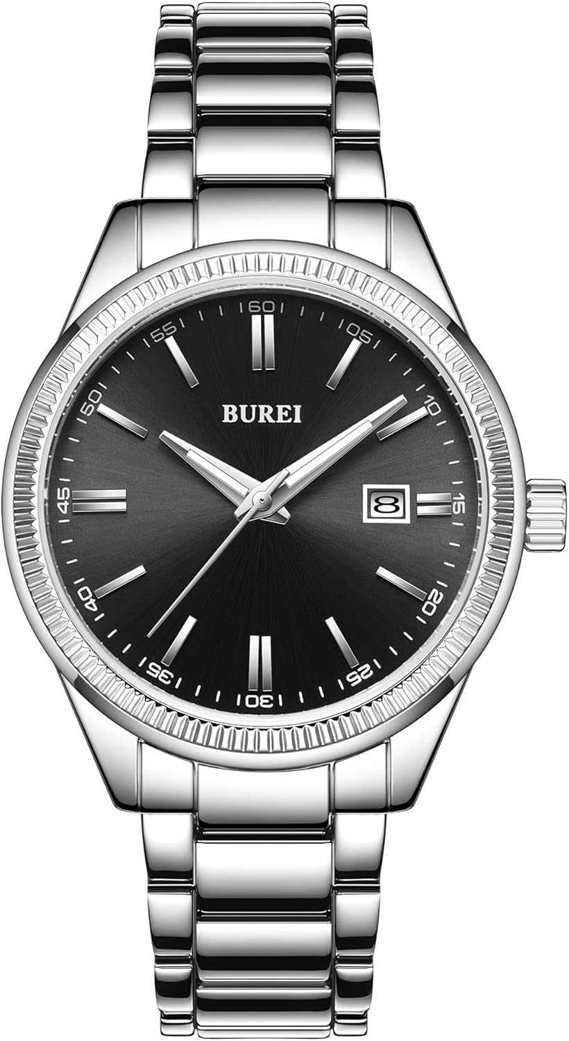 BUREI Mens Watches Fashion Stainless Steel Quartz Watches for Men,Waterproof Luxury Dress Design, Gifts for Men