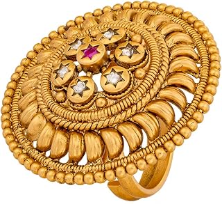 KUSHAL'S Fashion Jewellery Ruby Gold Plated Adjustable Antique Finger Ring for Women | Bridal, Bridesmaid & Occasion Wear... Price In India