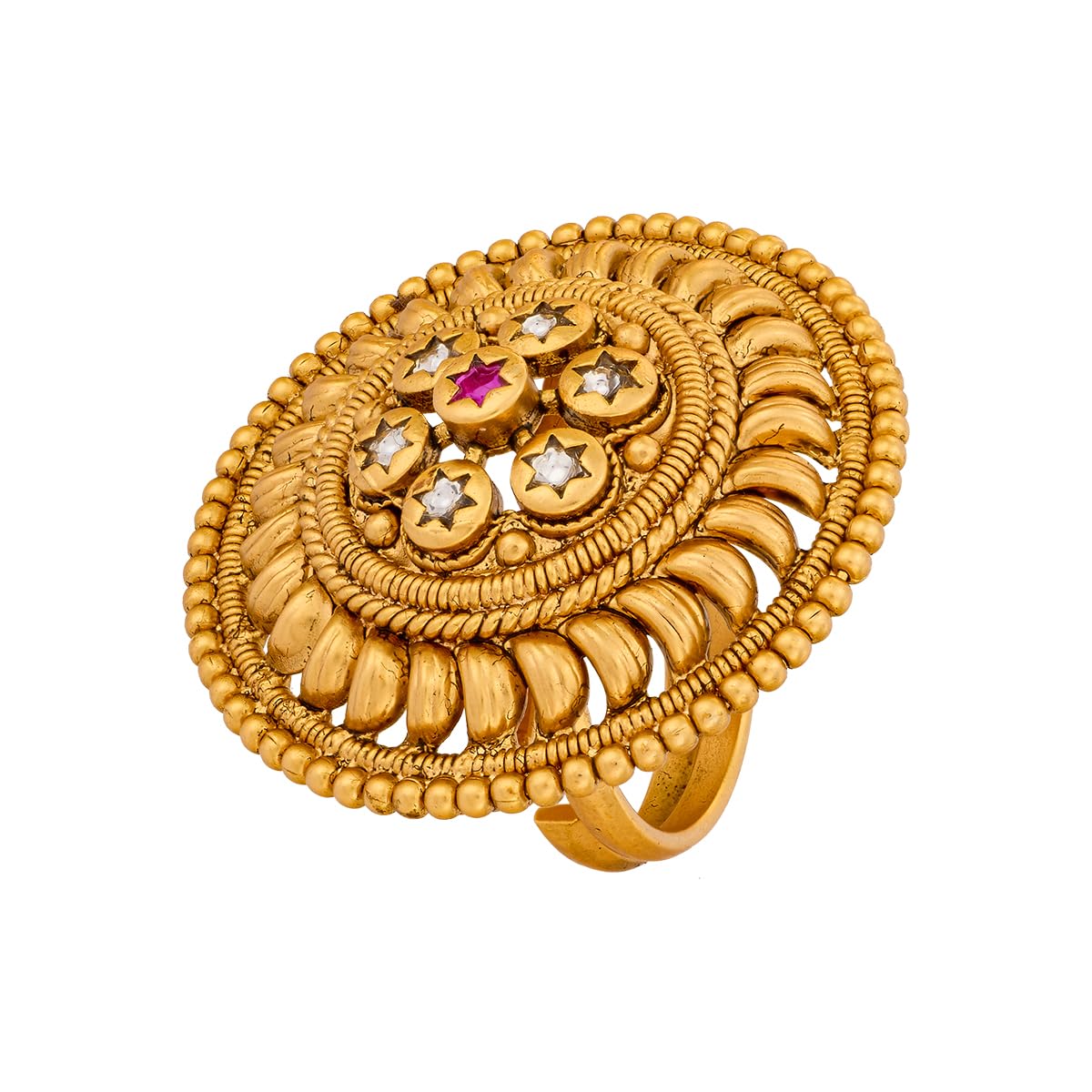 KUSHAL'S Fashion Jewellery Ruby Gold Plated Adjustable Antique Finger Ring for Women | Bridal, Bridesmaid & Occasion Wear... - Review, Price and Buying Guide