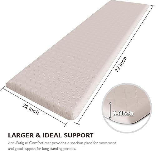 Vista 58 de HappyTrends - Tapete acolchado antifatiga y antideslizante, 17.3 x 28 pulgadas, grueso, resistente, impermeable, ergonómico, cómodo, para cocina