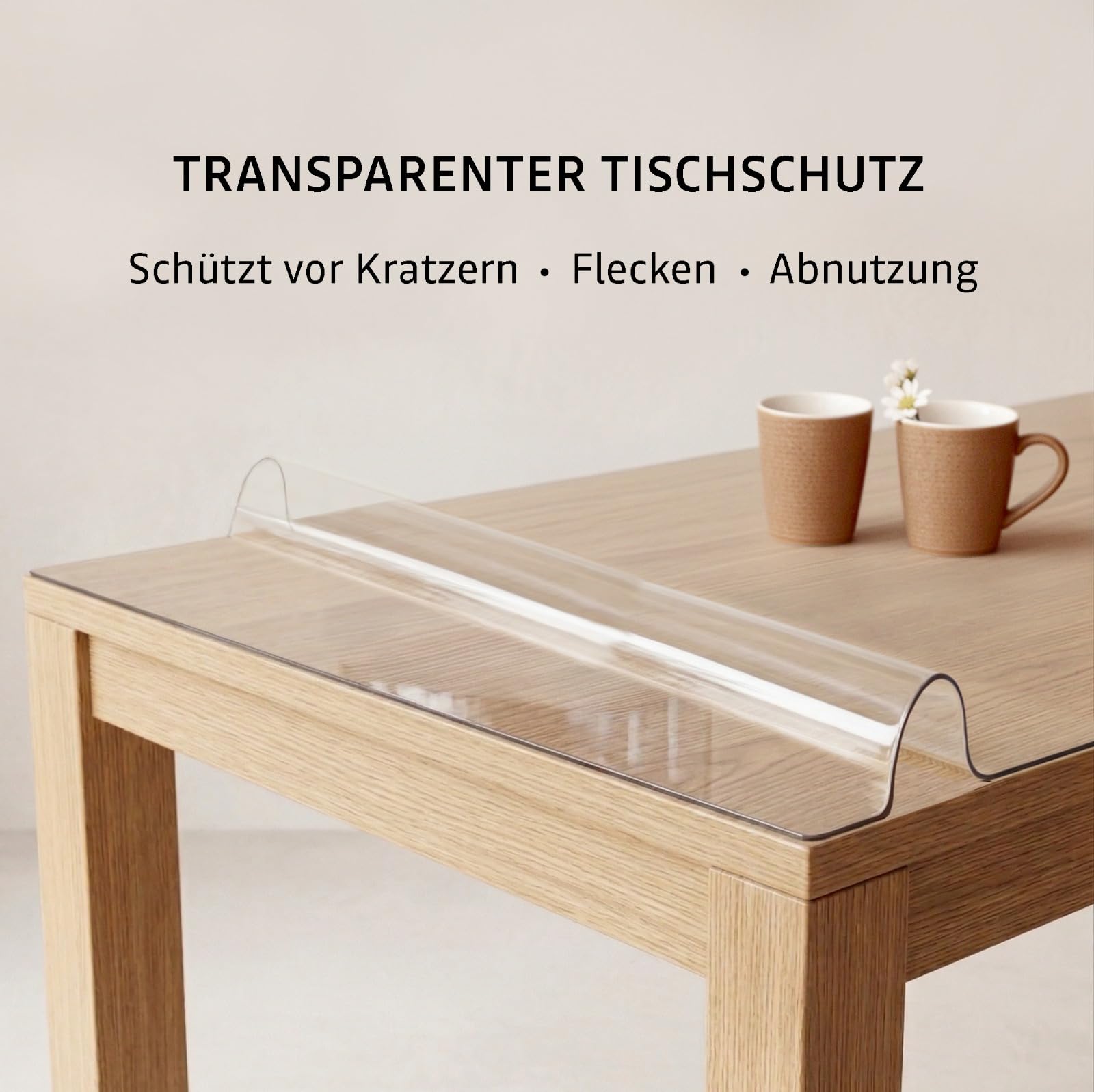 Mayda Tischfolie transparent 2 mm - Glasklar Folie Tischschutz - versch.Größen, Individuell Zuschneidbarer - Schutzfolie mit abgeschrägten Kanten für Tisch - Abwaschbare Tischdecke (B-90 x L-160 cm)