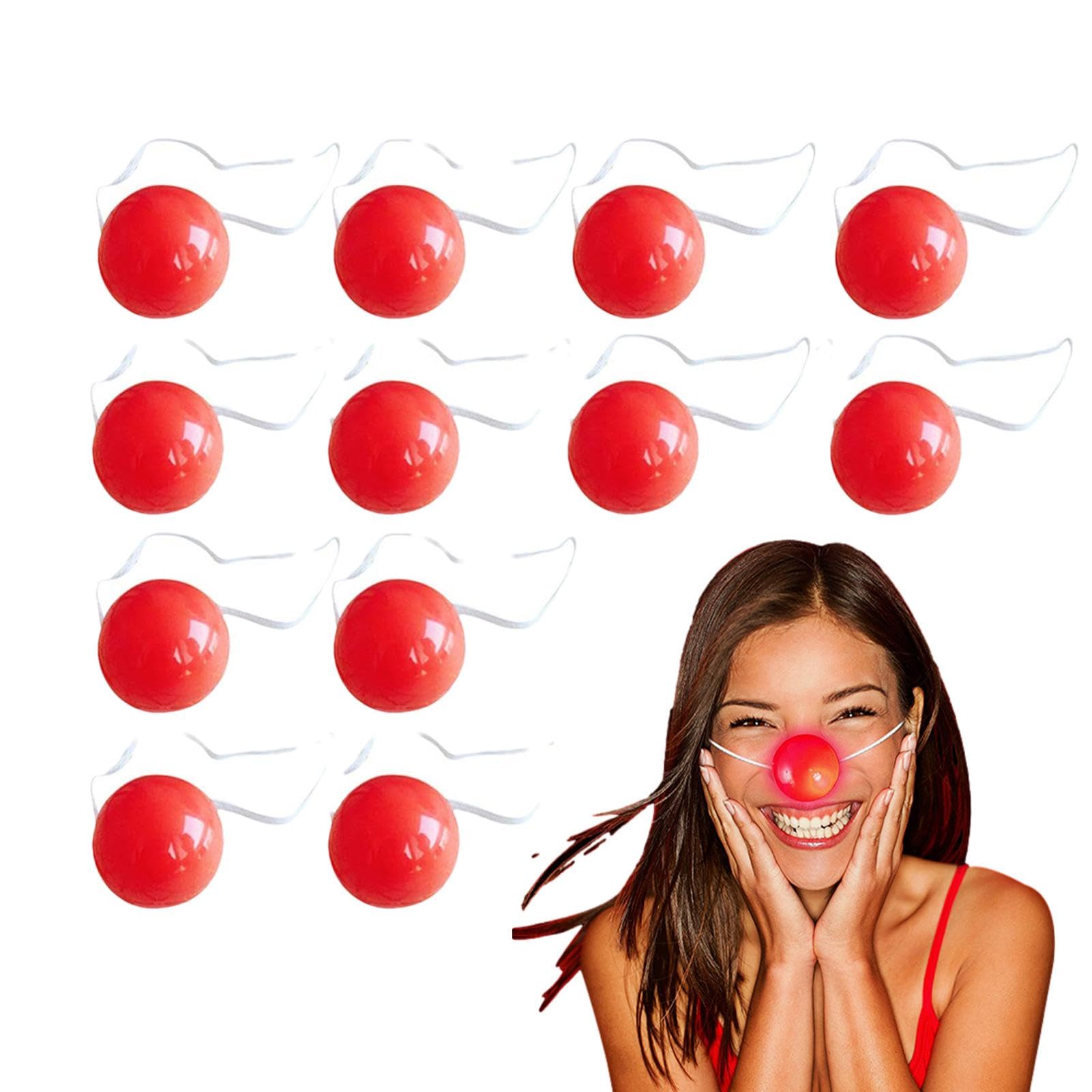 Red Nose 12 Red Noses for Red Nose Days 2024 - LED Light up Red Nose Days Nose with Elastic Band - Novelty Cosplay Carnival Decoration for Kids Adults