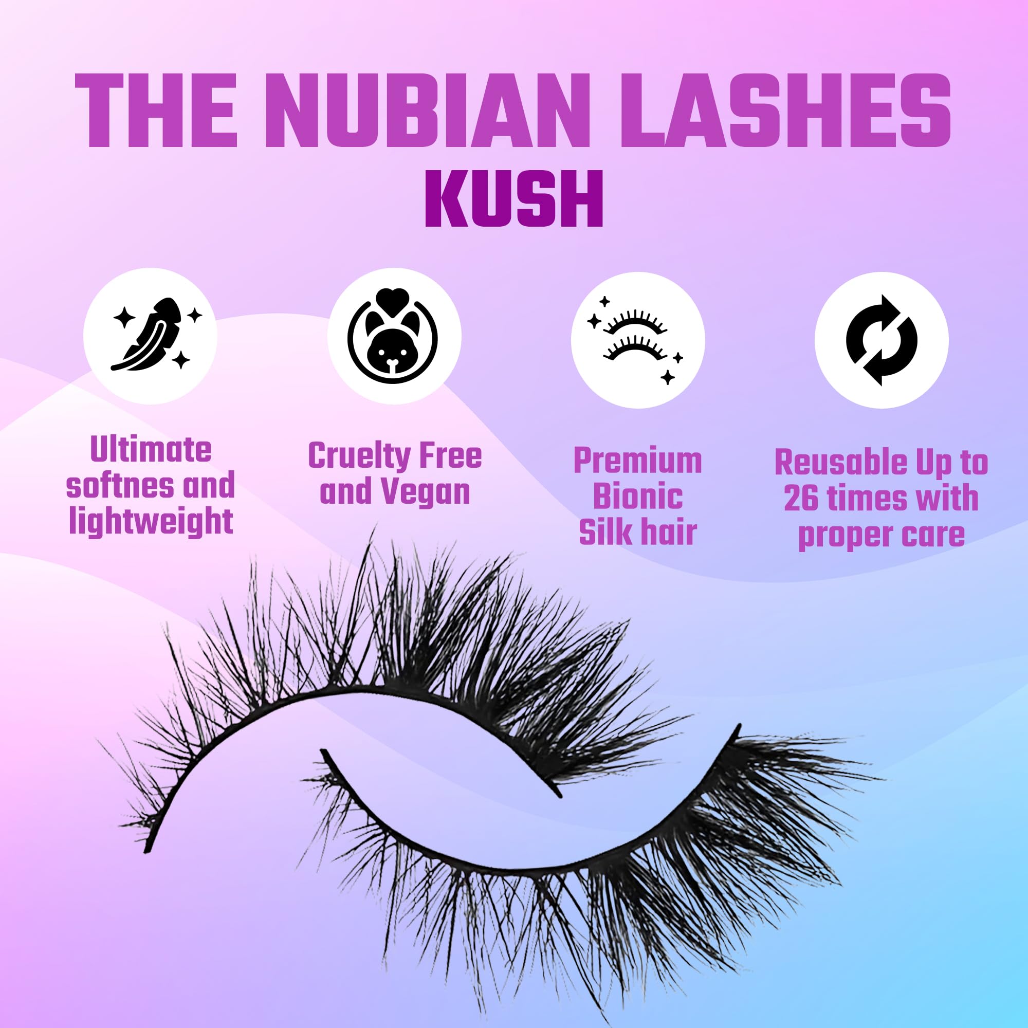 Juvia's Place Nubian Eyelashes Kush - Eyelash Extension for Day or Night Use, Vegan Mink Lashes, Cruelty-Free Fluffy Lashes, Reusable Adhesive Eyelashes, Matte Black Mink Eyelashes Natural Look