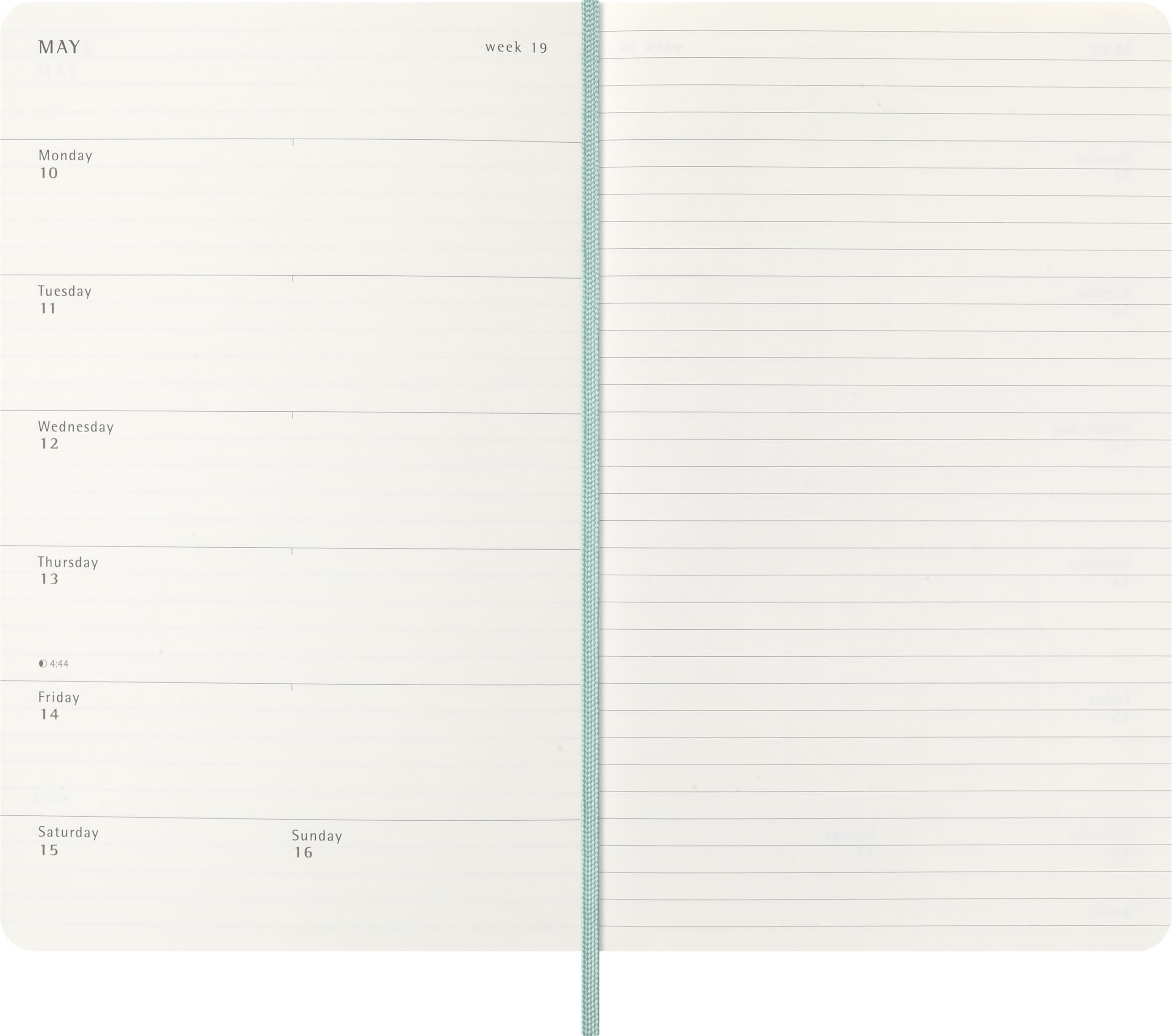 Moleskine Wochenkalender 2027, Precious and Ethical, 12-Monats-Planer mit Platz für Notizen, Veganes Softcover und Geschenkbox, Format Large 13x21 cm, Salbeigrün