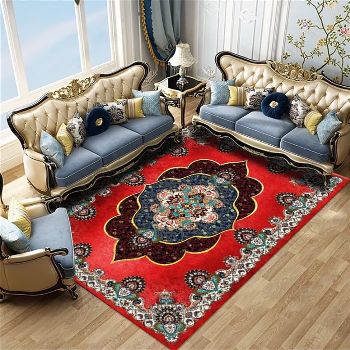Tapis Barbecue Sol Bureau Ado Tapis de Restaurant de la région Tapis de Salon rétro Facile d'entretien Tapis Exterieur Terrasse Grande Taille 80X120CM