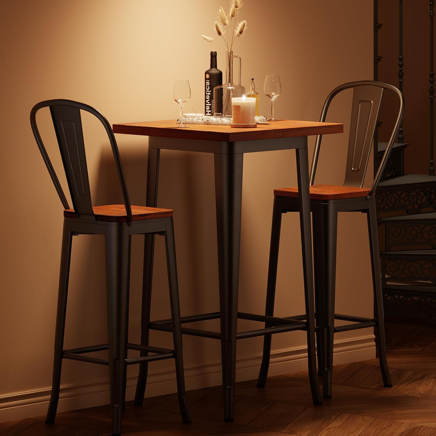 Aiho Bar Table and Chairs Set for 2, 3 Piece Pub Table Set
