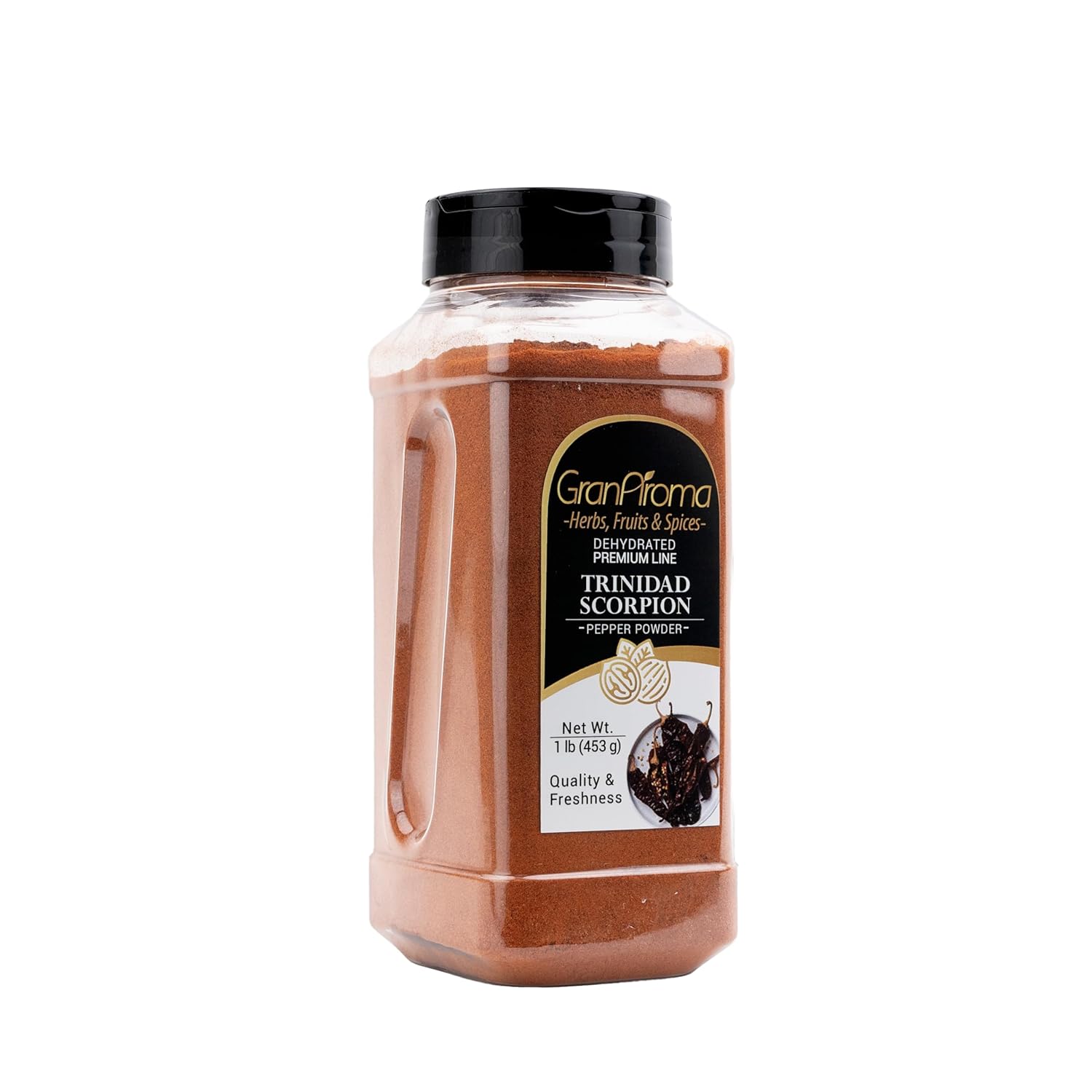 GranAroma Trinidad Scorpion Powder, Extremely Hot, Ground Chile Powder, Salsas & Soups (1 Pound)