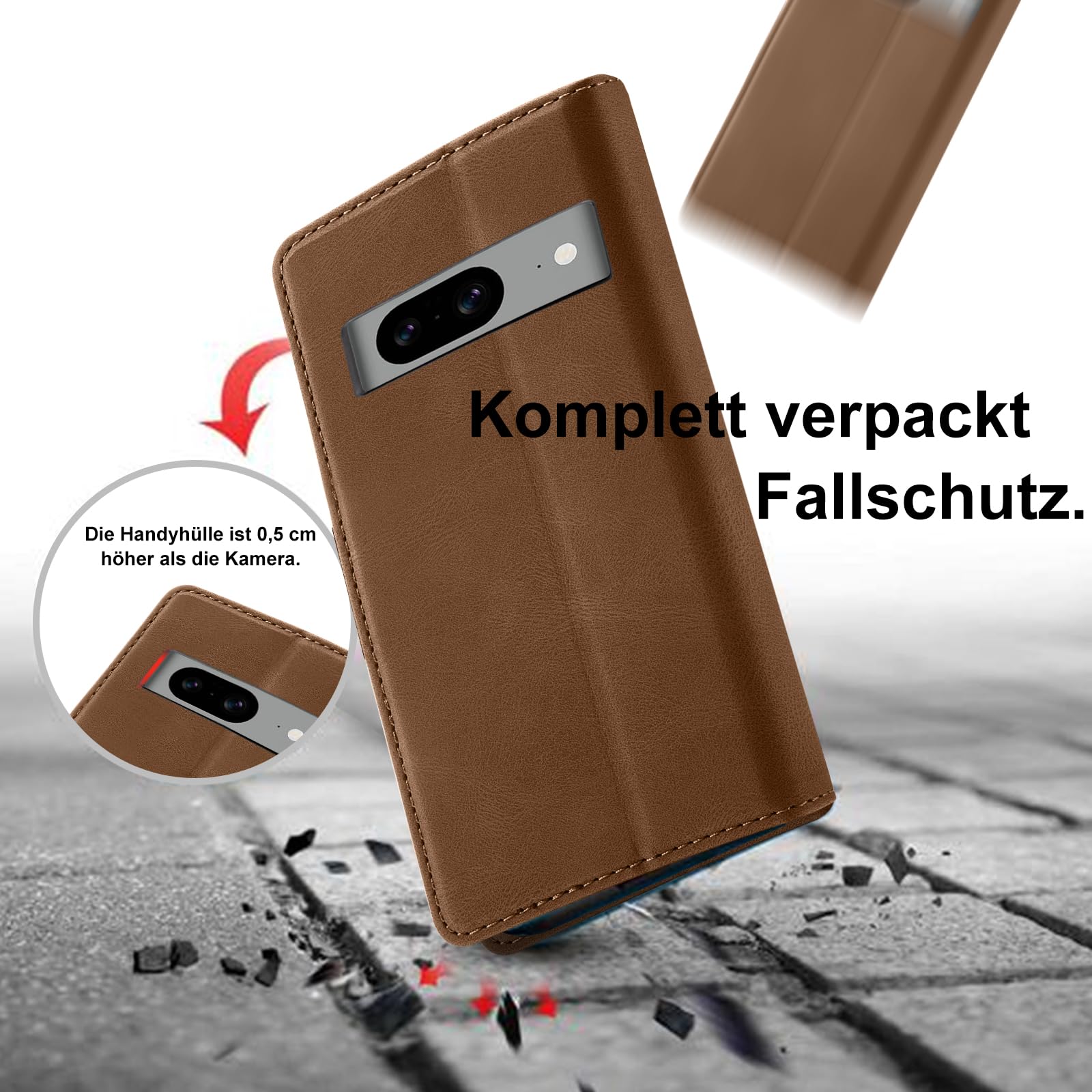 Coole Google Pixel 8A Hülle Mit Glasfolie – Leder Wallet Mit Kartenfach & Standfuß