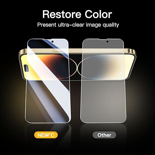 Miniatura 298 de NEW'C - Paquete de 3 protectores de pantalla para iPhone 14, iPhone 13, iPhone 13 Pro (6.1 pulgadas), protección mejorada de vidrio templado