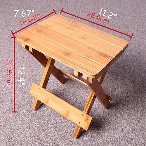Miniatura 6 de Taburete plegable de madera de bambú, taburete portátil para el hogar, multifuncional, para baño, sala de estar, dormitorio, lavandería o pesca en