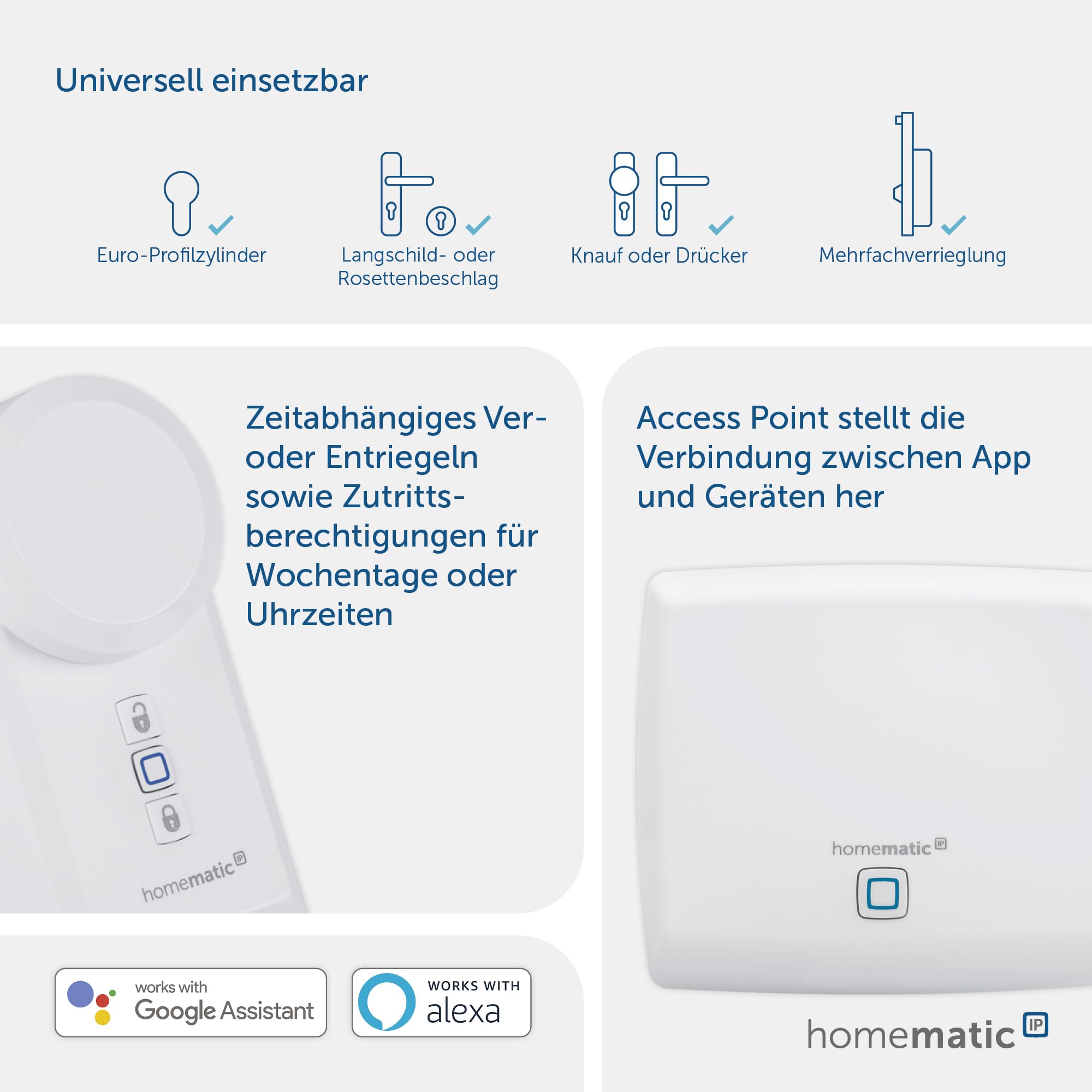 Homematic IP Starter Set Mini Access, Smart Home, serrure électronique pour porte, Smart Lock réarmable sans conversion, contrôlable par application, Alexa et Google Assistant, 161228A1