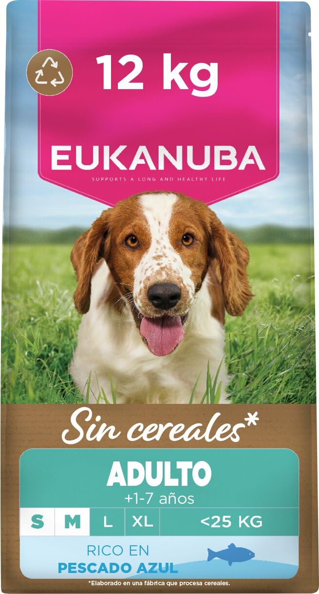 Eukanuba, alimento para Perros sin Cereales con Pesco para Razas pequeñas y Medianas - Alimento seco Premium sin Cereales para Perros Adultos, 12 kg