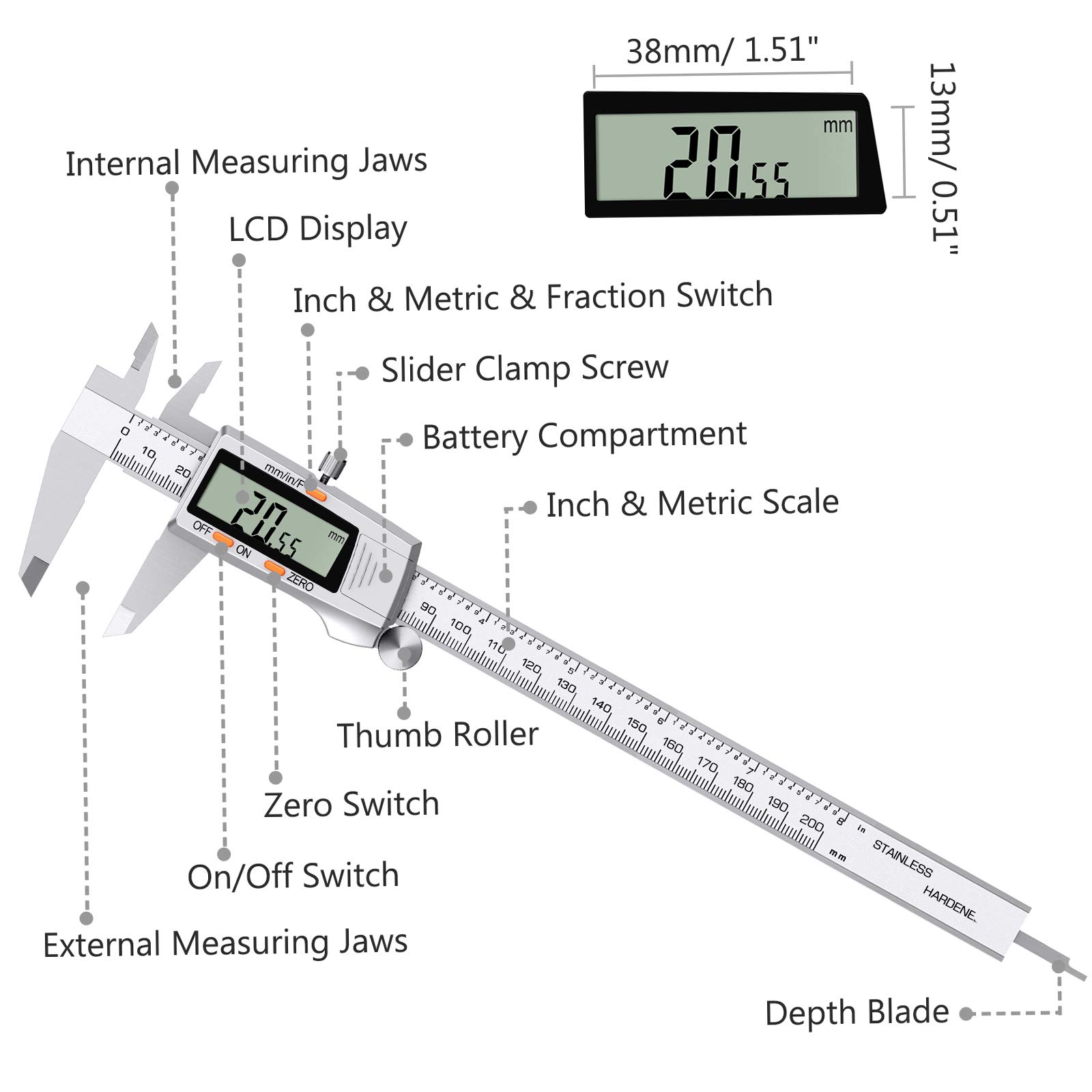 Buy Digital Vernier Caliper,eSynic Professional 200mm Electronic