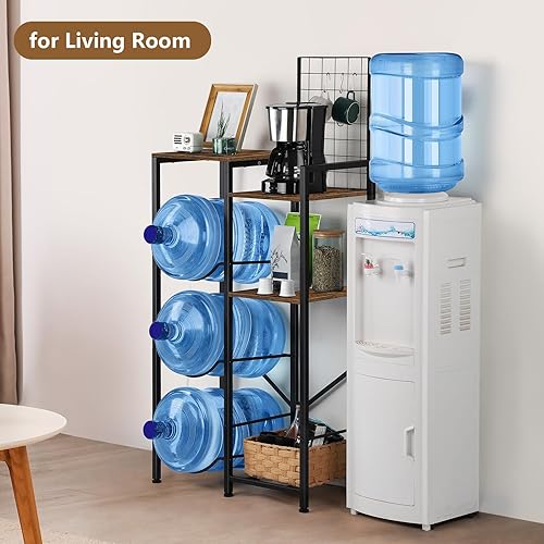 Miniatura 6 de Vrisa Soporte para jarra de agua de 5 galones con mesa de bar, soporte para jarra de agua de 3 niveles, base organizadora para jarra enfriadora de
